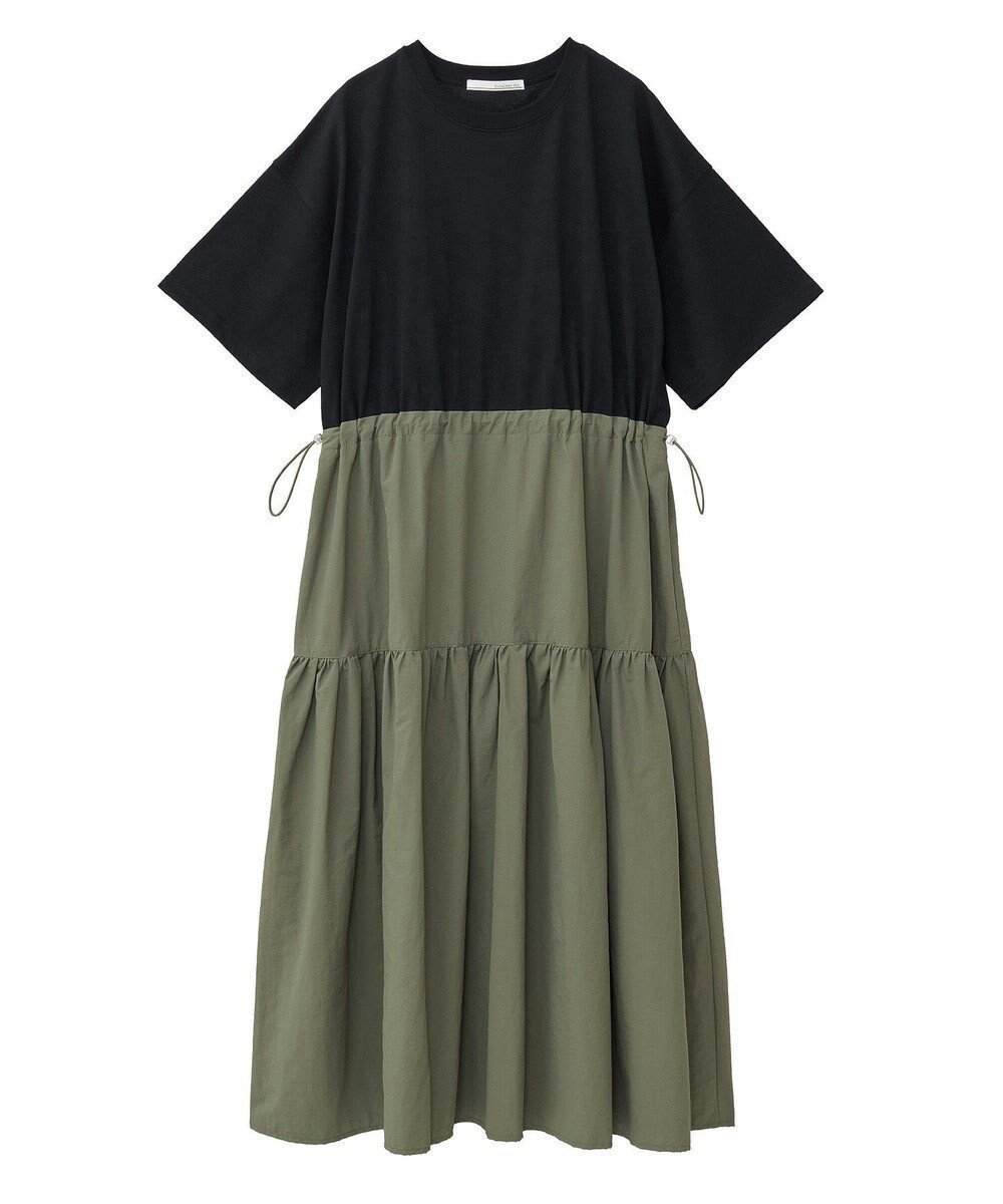 【グリーンパークス/Green Parks】の・ELENCARE DUE ドッキングTEEワンピー インテリア・キッズ・メンズ・レディースファッション・服の通販 founy(ファニー) 　ファッション　Fashion　レディースファッション　Fashion for Women　ワンピース　Dresses　ティアードスカート　Tiered Skirt, Flounced Skirt　ドッキング　Docking, Mixed Material　ポケット　Pocket, Pocket Detail　夏　Summer　春　Spring　S/S・春夏　SS, Spring/Summer, Warm Season　Khaki|ID: prp329100004548209 ipo3291000000032141817