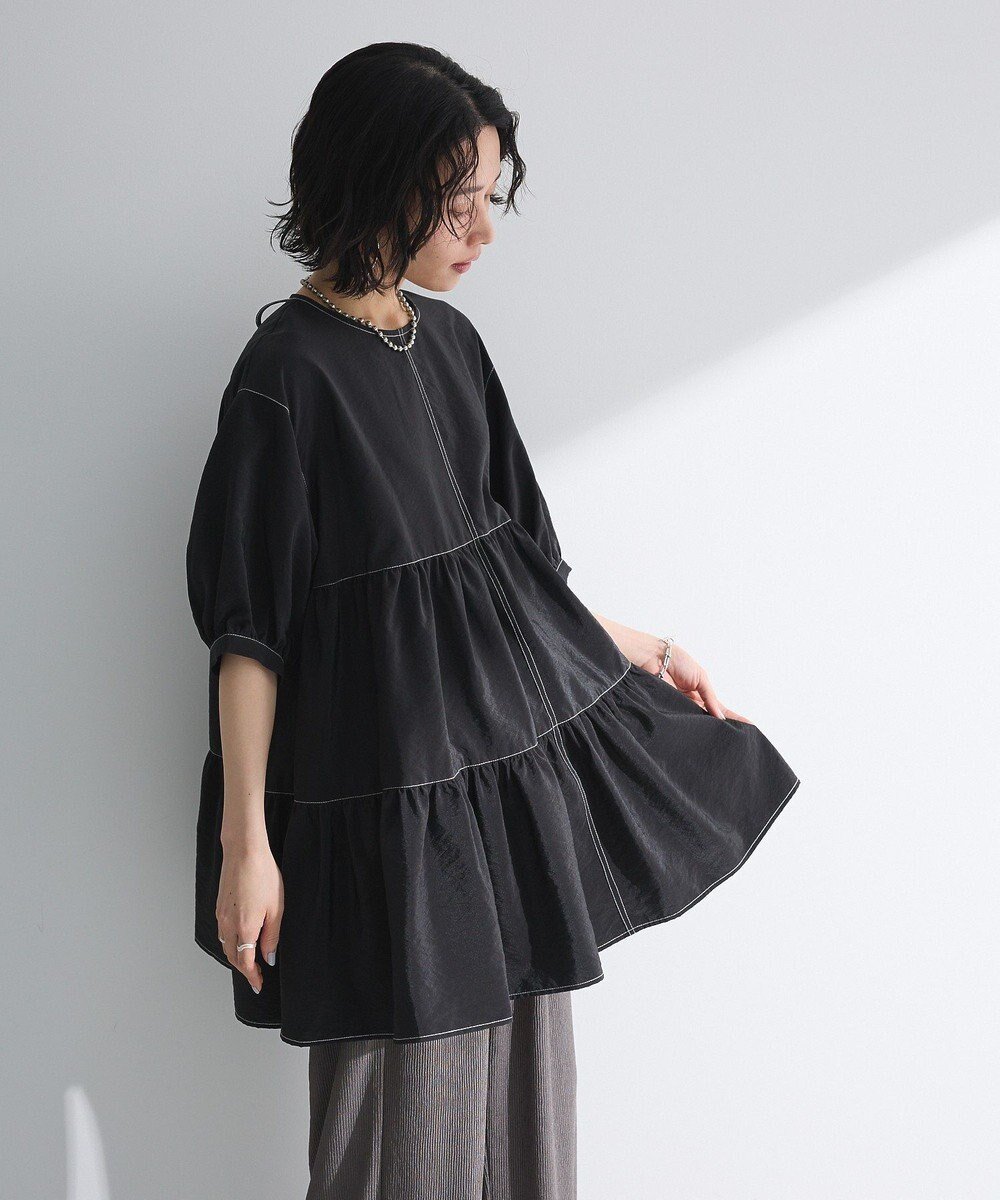 【グリーンパークス/Green Parks】の・ELENCARE DUE ティアードチュニック インテリア・キッズ・メンズ・レディースファッション・服の通販 founy(ファニー) 　ファッション　Fashion　レディースファッション　Ladies' Fashion Online　ワンピース　Dress　チュニック　Tunic　おすすめ　Recommend　チュニック　Tunic　フェミニン　Feminine　ポケット　Pocket　リボン　Ribbon　再入荷　Restock/Back In Stock/Re Arrival　夏　Summer　春　Spring　S/S・春夏　Ss・Spring/Summer　Black|ID: prp329100004548212 ipo3291000000032141839