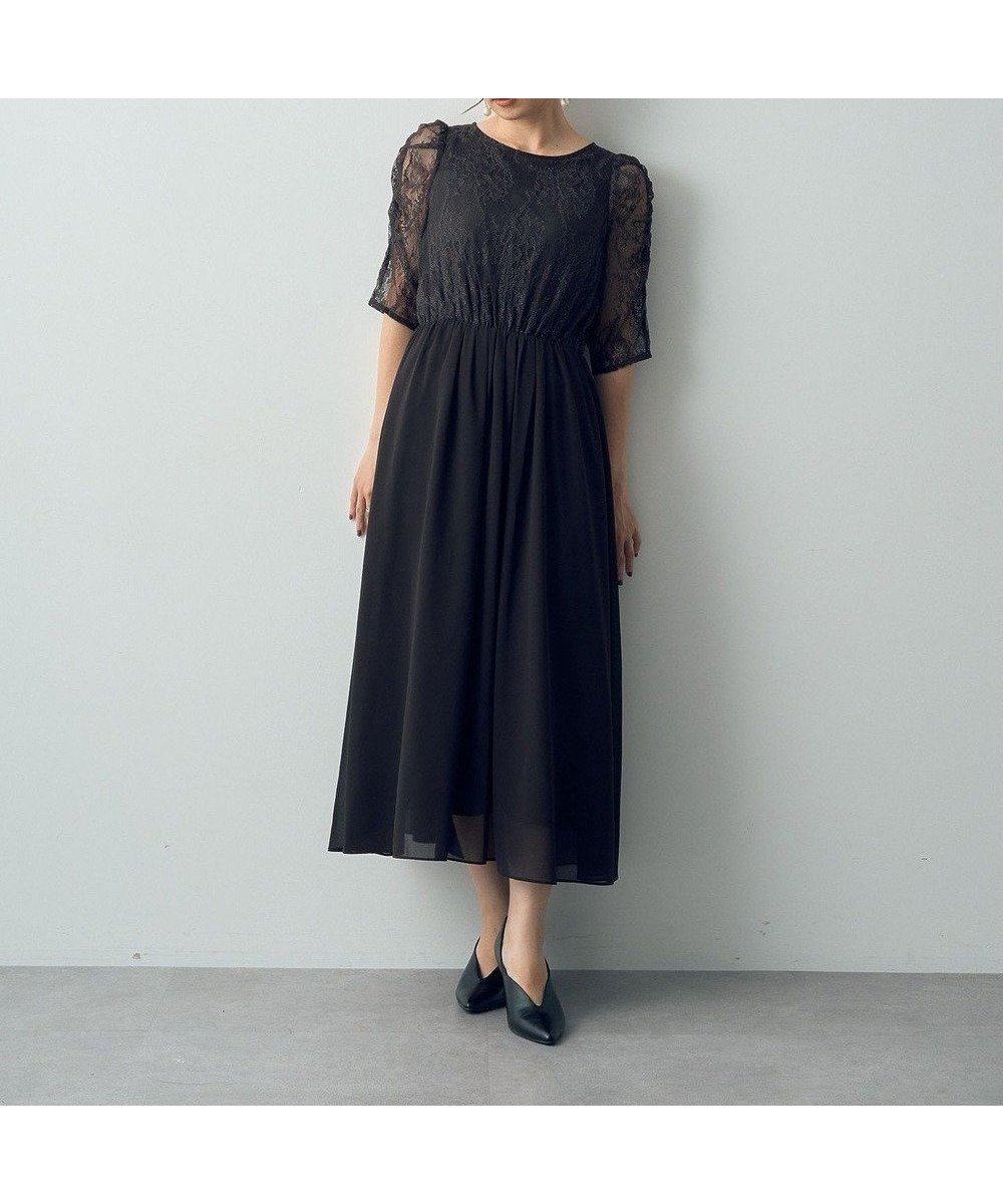 【イェッカ ヴェッカ/YECCA VECCA】のパワーショルダーレースドレス インテリア・キッズ・メンズ・レディースファッション・服の通販 founy(ファニー) 　ファッション　Fashion　レディースファッション　Fashion for Women　ワンピース　Dresses　フォーマル・パーティードレス・結婚式用ドレス　Elegant & Casual Dresses　エレガント 上品　Elegant　ギャザー　Gathered, Ruffled　シャーリング　Shirring, Ruched　ショルダー　Shoulder, Shoulder Strap　ドレス　Dress, One-Piece　ドレープ　Drape, Draping Fabric　フェミニン　Feminine, Girly　フレア　Flare, Flared　ポケット　Pocket, Pocket Detail　レース　Lace, Lace Fabric　A/W・秋冬　Autumn/Winter　Charcoal Gray|ID: prp329100004548375 ipo3291000000032575646