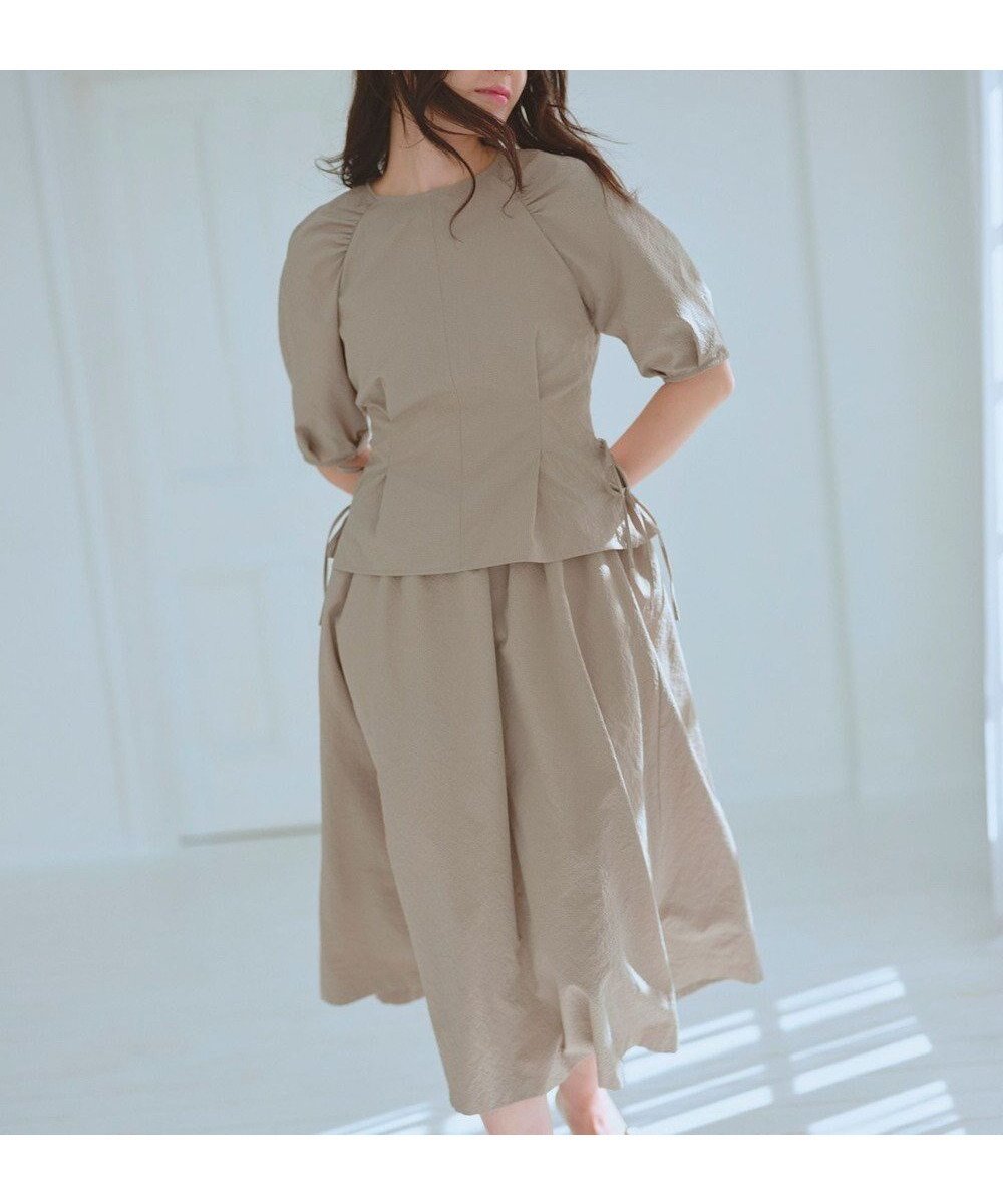 【フェルゥ/Feroux】の【洗える】サッカーセットアップ インテリア・キッズ・メンズ・レディースファッション・服の通販 founy(ファニー) 　ファッション　Fashion　レディースファッション　Fashion for Women　ワンピース　Dresses　ギャザー　Gathered, Ruffled　サッカー　Seersucker, Summer Fabric　セットアップ　Set-Up, Coordinated Outfit　デニム　Denim, Jeans Material　フィット　Fit, Slim Fit　リボン　Ribbon, Bow　夏　Summer　春　Spring　S/S・春夏　SS, Spring/Summer, Warm Season　洗える　Machine Washable　ベージュ系|ID: prp329100004548635 ipo3291000000033430360
