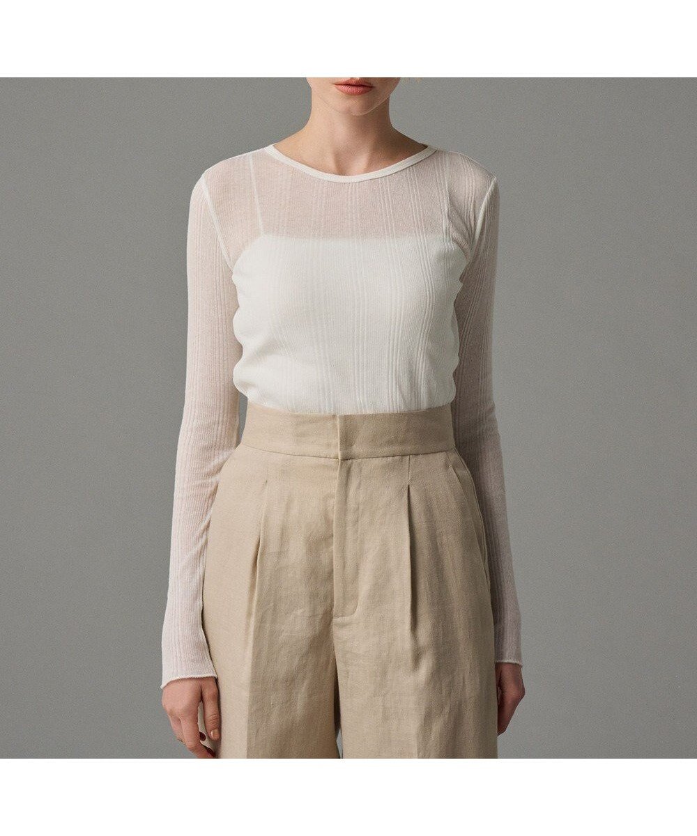 【アンクレイヴ/uncrave】の【手洗い可】シアー ランダムリブ カットソー(uncrave STANDARD) 人気、トレンドファッション・服の通販 founy(ファニー) 　ファッション　Fashion　レディースファッション　Fashion for Women　トップス・カットソー　Cut & Sew Tops　シャツ・ブラウス・オフィスカジュアル　Elegant Blouses & Button-Ups　ロングTシャツ・Tシャツ　Longline T-Shirts & Tees　カットソー・ベーシックTシャツ　Cut-and-Sewn Tops / Stretch Tees & Basics　インナー　Innerwear　春　Spring　カットソー　Cut and Sewn Top　コンパクト　Compact, Small Size　シアー　Sheer, See-Through　ジャケット　Jacket, Outerwear　雑誌　Magazine, Fashion Magazine　別注　Limited Edition, Custom Order　S/S・春夏　SS, Spring/Summer, Warm Season　おすすめ　Recommended / Our Picks　夏　Summer　 other-1|ID: prp329100004548805 ipo3291000000032653432
