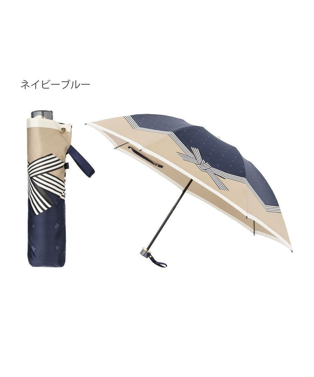 【ムーンバット/MOONBAT】のLANVIN en Bleu 折りたたみ傘 サテンプリントリボン インテリア・キッズ・メンズ・レディースファッション・服の通販 founy(ファニー) 　ファッション　Fashion　レディースファッション　Ladies' Fashion Online　傘 / レイングッズ　Umbrellas/Rainwear　ボーダー　Border　ミックス　Mix　リボン　Ribbon　エレガント 上品　Elegant　傘　Umbrella　ネイビーブルー|ID: prp329100004548995 ipo3291000000032588032