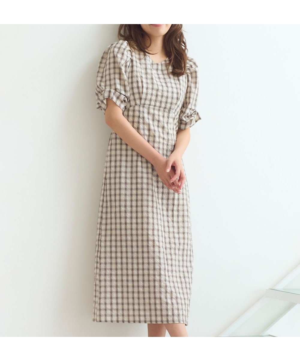 【フェルゥ/Feroux】の【洗える】サッカーチェック ワンピース 人気、トレンドファッション・服の通販 founy(ファニー) 　ファッション　Fashion　レディースファッション　Fashion for Women　ワンピース　Dresses　おすすめ　Recommended / Our Picks　ギャザー　Gathered, Ruffled　サッカー　Seersucker, Summer Fabric　スリーブ　Sleeve, Long Sleeve / Short Sleeve　チェック　Check, Plaid, Tartan　夏　Summer　春　Spring　S/S・春夏　SS, Spring/Summer, Warm Season　洗える　Machine Washable　 other-1|ID: prp329100004548999 ipo3291000000032644303