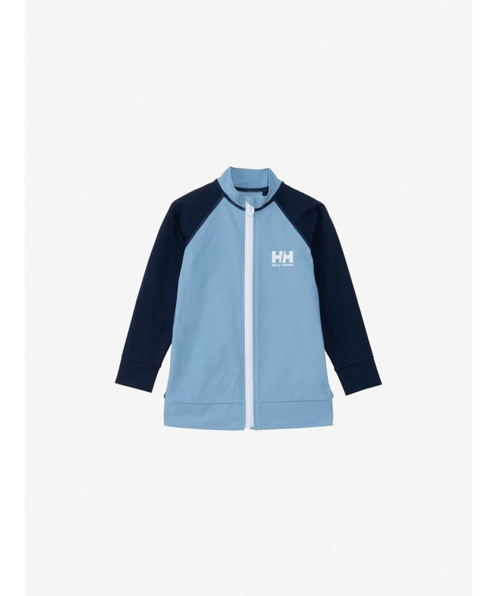 【ヘリーハンセン/HELLY HANSEN / KIDS】の【キッズ・UVカット・耐海水・耐塩素】ロングスリーブ HHフルジップラッシュガード インテリア・キッズ・メンズ・レディースファッション・服の通販 founy(ファニー) 　ファッション　Fashion　キッズファッション　KIDS　春　Spring　ジャケット　Jacket　スリーブ　Sleeve　なめらか　Smooth　パターン　Pattern　フィット　Fit　フロント　Front　水着　Swimsuit　ルーズ　Loose　ロング　Long　S/S・春夏　Ss・Spring/Summer　夏　Summer　ペールブルー×オーシャンネイビー|ID: prp329100004549230 ipo3291000000032273237