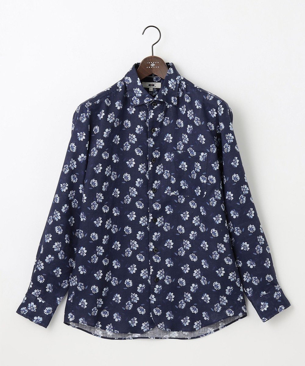 【ジョセフ アブード/JOSEPH ABBOUD / MEN】の【麻100%・軽い・涼しい】モイスチャー リネン シャツ インテリア・キッズ・メンズ・レディースファッション・服の通販 founy(ファニー) 　ファッション　Fashion　メンズファッション　Fashion for Men　トップス・カットソー　Cut & Sew Tops　メンズシャツ　Shirts　エレガント 上品　Elegant　シャンブレー　Chambray, Denim-Like Fabric　フラワー　Flower, Floral　プリント　Print, Printed Pattern　リネン　Linen, Linen Fabric　夏　Summer　春　Spring　S/S・春夏　SS, Spring/Summer, Warm Season　ネイビー系6|ID: prp329100004549243 ipo3291000000032990790