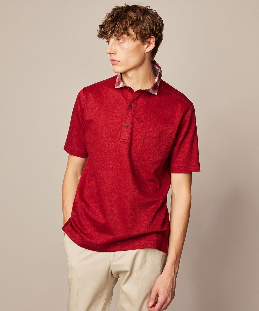 【ジョセフ アブード/JOSEPH ABBOUD / MEN】の【リネン素材/清涼感/吸水速乾】リネンハニカム 半袖 ポロシャツ インテリア・キッズ・メンズ・レディースファッション・服の通販 founy(ファニー) 　ファッション　Fashion　メンズファッション　Fashion for Men　トップス・カットソー　Cut & Sew Tops　メンズシャツ　Shirts　ポロシャツ / きれいめカジュアルスタイル　Polo Shirts　ベスト　Vest, Waistcoat　ポロシャツ　Polo Shirt, Collared Tee　メランジ　Melange, Mixed Yarn　リネン　Linen, Linen Fabric　半袖　Short Sleeve, Half Sleeve　吸水　Absorbent, Quick-Dry　夏　Summer　春　Spring　S/S・春夏　SS, Spring/Summer, Warm Season　レッド系|ID: prp329100004549260 ipo3291000000036279009