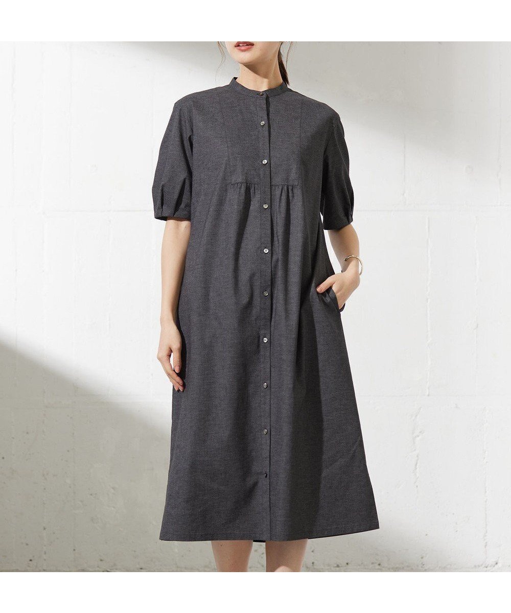 【ジェイ プレス/J.PRESS】の【洗える】麻ポリエステルストレッチ ワンピース インテリア・キッズ・メンズ・レディースファッション・服の通販 founy(ファニー) 　ファッション　Fashion　レディースファッション　WOMEN　ワンピース　Dress　シャツワンピース　Shirt Dresses　ウォッシャブル　Washable　春　Spring　洗える　Washable　秋　Autumn/Fall　切替　Switching　シャンブレー　Chambray　ストレッチ　Stretch　スリット　Slit　定番　Standard　ペチコート　Petticoat　ポケット　Pocket　羽織　Haori　S/S・春夏　Ss・Spring/Summer　おすすめ　Recommend　夏　Summer　エレガント 上品　Elegant　ブラックシャンブレー系|ID: prp329100004549274 ipo3291000000032220864