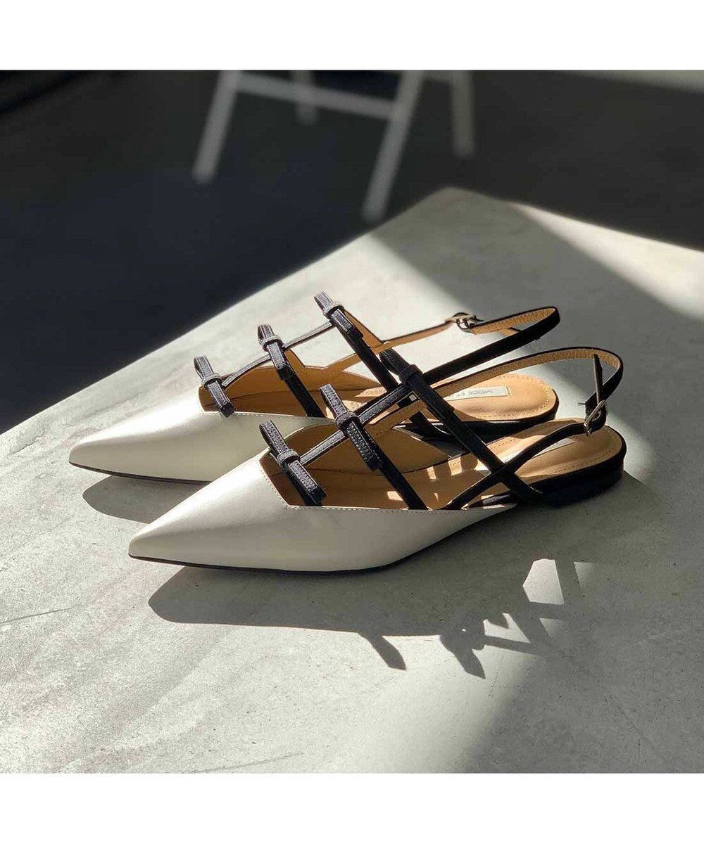 【モード エ ジャコモ/MODE ET JACOMO】のMODE ET JACOMO リボンフラットバックベルトパンプス インテリア・キッズ・メンズ・レディースファッション・服の通販 founy(ファニー) 　ファッション　Fashion　レディースファッション　WOMEN　バッグ　Bag　ベルト　Belts　オケージョン　Occasion　クール　Cool　コンビ　Combination　サテン　Satin　シューズ　Shoes　スリム　Slim　ソックス　Socks　タイツ　Tights　ドレス　Dress　フェミニン　Feminine　ラップ　Wrap　リボン　Ribbon　ホワイトコンビ|ID: prp329100004549285 ipo3291000000032151927