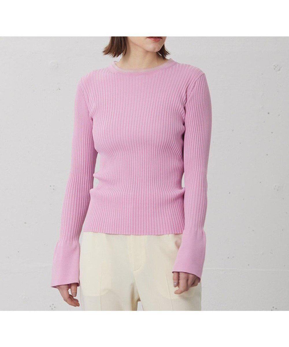 【ベイジ,/BEIGE,】の【otonaMUSE 5月号掲載】HANNA / リブニットトップス インテリア・キッズ・メンズ・レディースファッション・服の通販 founy(ファニー) 　雑誌掲載アイテム　Magazine Picks & Fashion Features　ファッション雑誌　Fashion Magazines　オトナミューズ　otona MUSE　ファッション　Fashion　レディースファッション　Fashion for Women　トップス・カットソー　Cut & Sew Tops　ニット　Knit Tops & Sweaters　インナー　Innerwear　春　Spring　5月号　May Issue　カフス　Cuff Design　シルク　Silk, 100% Silk　ジャケット　Jacket, Outerwear　ストレッチ　Stretch, Stretchy Fabric　セーター　Sweater, Knitwear　雑誌　Magazine, Fashion Magazine　フレア　Flare, Flared　S/S・春夏　SS, Spring/Summer, Warm Season　夏　Summer　ビジネス 仕事 通勤　Business / Work / Commuting　Pink|ID: prp329100004549307 ipo3291000000033570399