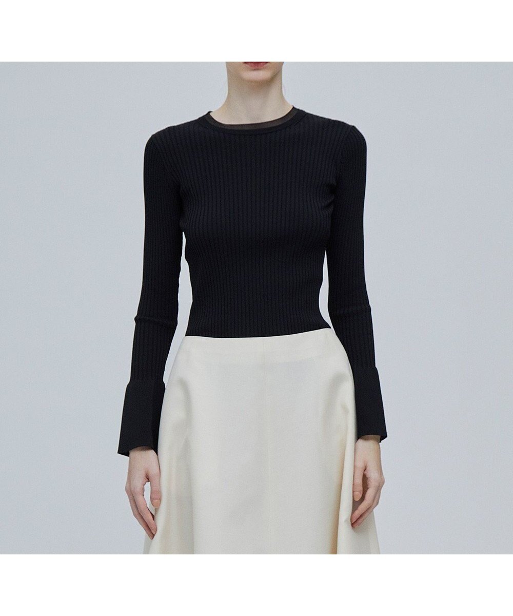 【ベイジ,/BEIGE,】の【otonaMUSE 5月号掲載】HANNA / リブニットトップス インテリア・キッズ・メンズ・レディースファッション・服の通販 founy(ファニー) 　雑誌掲載アイテム　Magazine Picks & Fashion Features　ファッション雑誌　Fashion Magazines　オトナミューズ　otona MUSE　ファッション　Fashion　レディースファッション　Fashion for Women　トップス・カットソー　Cut & Sew Tops　ニット　Knit Tops & Sweaters　インナー　Innerwear　春　Spring　5月号　May Issue　カフス　Cuff Design　シルク　Silk, 100% Silk　ジャケット　Jacket, Outerwear　ストレッチ　Stretch, Stretchy Fabric　セーター　Sweater, Knitwear　雑誌　Magazine, Fashion Magazine　フレア　Flare, Flared　S/S・春夏　SS, Spring/Summer, Warm Season　夏　Summer　ビジネス 仕事 通勤　Business / Work / Commuting　Black|ID: prp329100004549307 ipo3291000000033570400