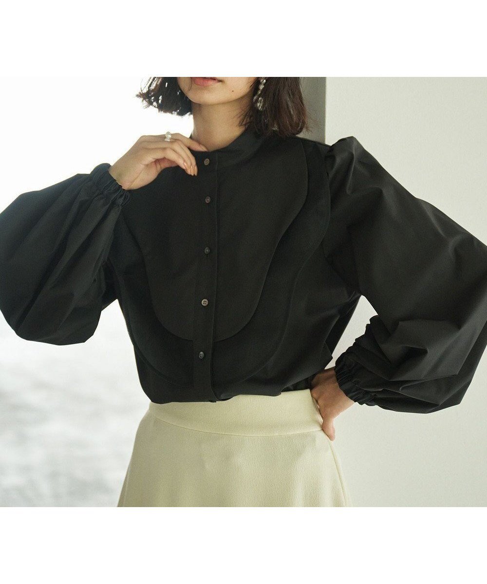 【ハッシュニュアンス/#Newans】の【洗濯機可能】ウェイビービブデザインブラウス インテリア・キッズ・メンズ・レディースファッション・服の通販 founy(ファニー) ファッション Fashion レディースファッション Fashion for Women トップス・カットソー Cut & Sew Tops シャツ・ブラウス・オフィスカジュアル Elegant Blouses & Button-Ups シアー Sheer, See-Through スリーブ Sleeve, Long Sleeve / Short Sleeve エレガント 上品 Elegant 洗える Machine Washable A/W・秋冬 Autumn/Winter ブラック|ID: prp329100004549327 ipo3291000000034245580