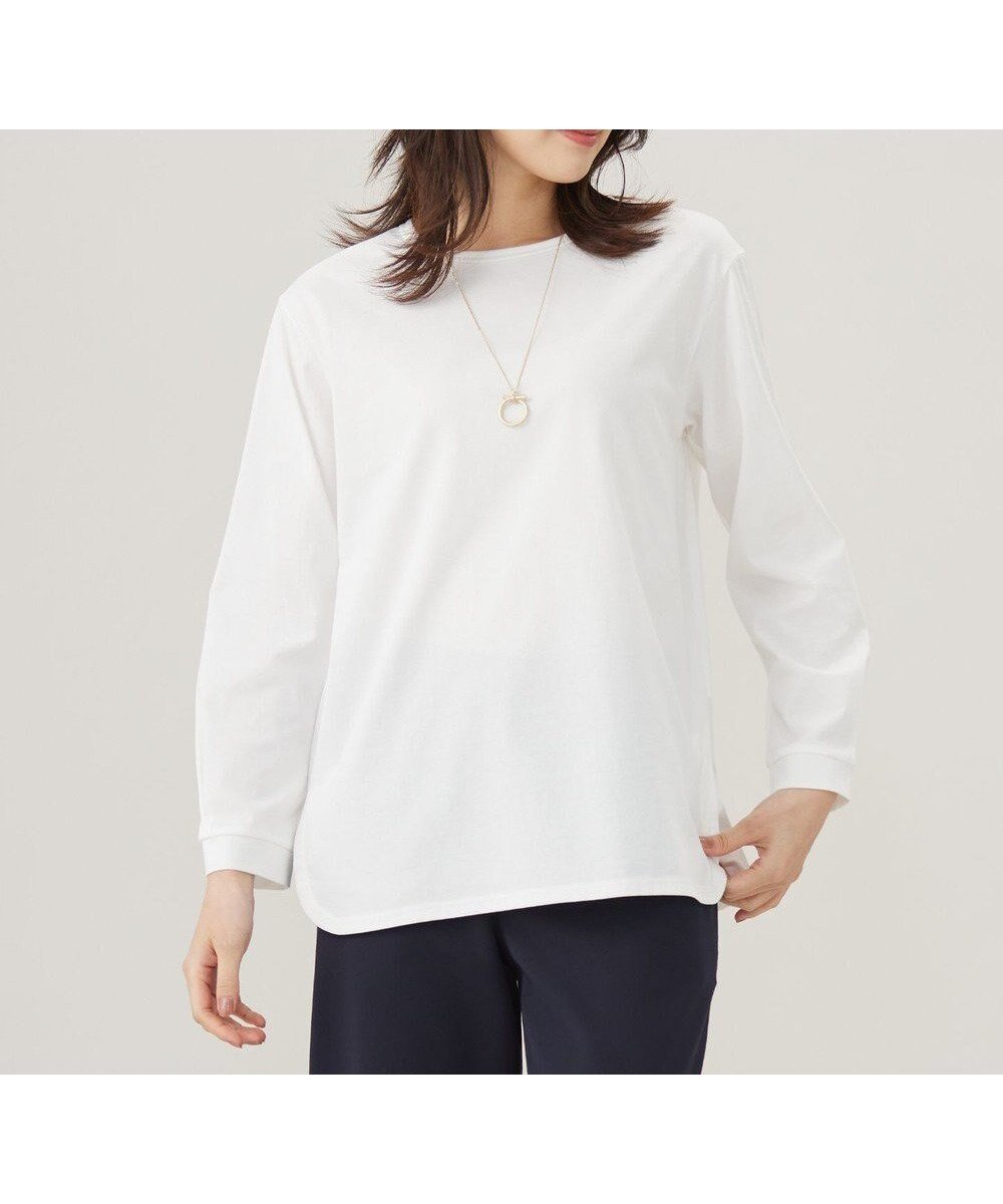 【ジェイ プレス/J.PRESS】のプレーティング シャツテール ロングスリーブ Tシャツ インテリア・キッズ・メンズ・レディースファッション・服の通販 founy(ファニー) 　ファッション　Fashion　レディースファッション　Fashion for Women　トップス・カットソー　Cut & Sew Tops　シャツ・ブラウス・オフィスカジュアル　Elegant Blouses & Button-Ups　ロングTシャツ・Tシャツ　Longline T-Shirts & Tees　カットソー・ベーシックTシャツ　Cut-and-Sewn Tops / Stretch Tees & Basics　カットソー　Cut and Sewn Top　カフス　Cuff Design　コンパクト　Compact, Small Size　スリーブ　Sleeve, Long Sleeve / Short Sleeve　パイピング　Piping, Trim Design　ロング　Long, Long-Length　A/W・秋冬　Autumn/Winter　エレガント 上品　Elegant　ホワイト系|ID: prp329100004549394 ipo3291000000033682797