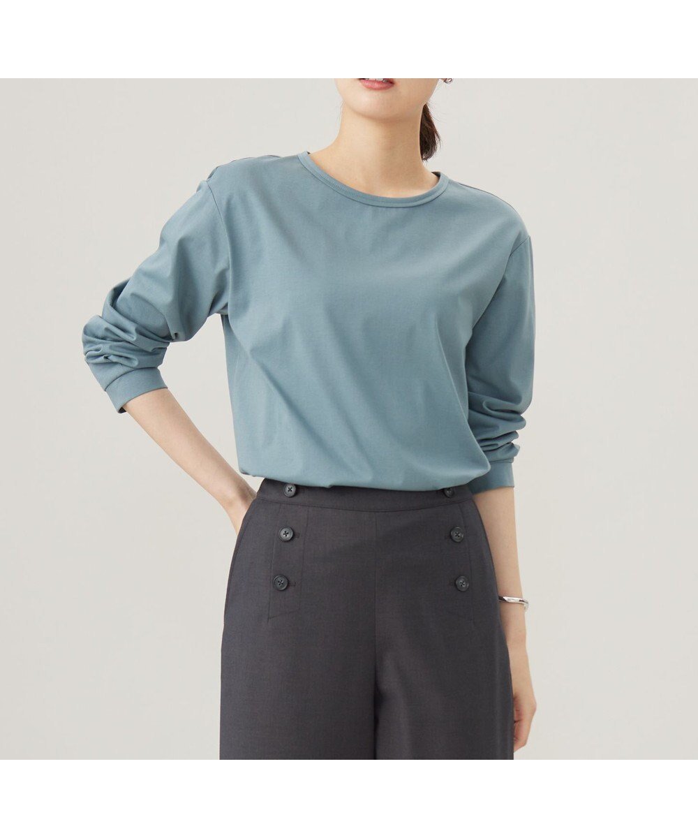 【ジェイ プレス/J.PRESS】のプレーティング シャツテール ロングスリーブ Tシャツ インテリア・キッズ・メンズ・レディースファッション・服の通販 founy(ファニー) ファッション Fashion レディースファッション Fashion for Women トップス・カットソー Cut & Sew Tops シャツ・ブラウス・オフィスカジュアル Elegant Blouses & Button-Ups ロングTシャツ・Tシャツ Longline T-Shirts & Tees カットソー・ベーシックTシャツ Cut-and-Sewn Tops / Stretch Tees & Basics カットソー Cut and Sewn Top カフス Cuff Design コンパクト Compact, Small Size スリーブ Sleeve, Long Sleeve / Short Sleeve パイピング Piping, Trim Design ロング Long, Long-Length A/W・秋冬 Autumn/Winter エレガント 上品 Elegant グレイッシュグリーン系|ID: prp329100004549394 ipo3291000000034442677
