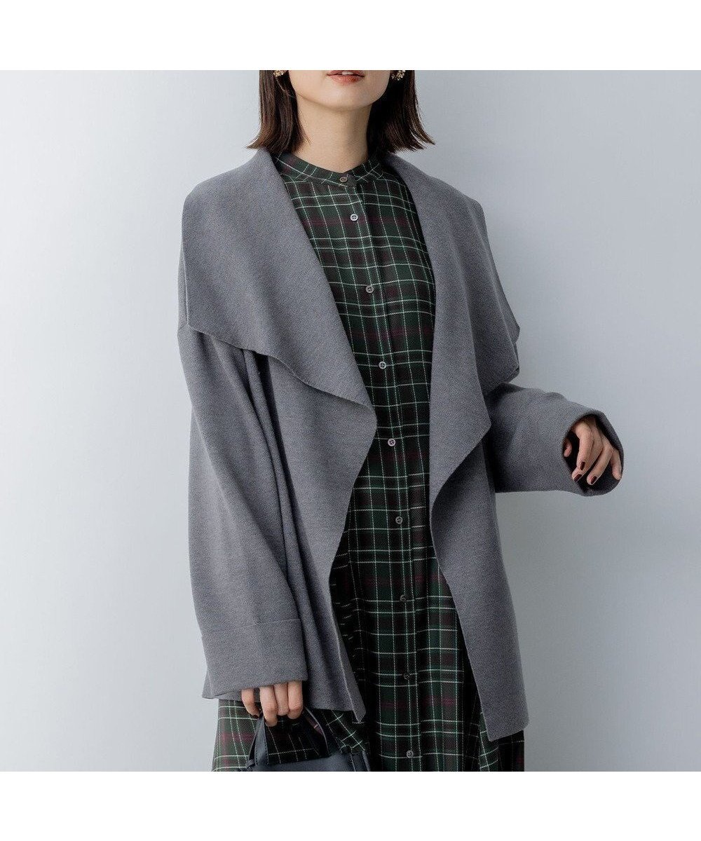 【組曲/KUMIKYOKU】の【軽羽織】ショールカラー カーディガン インテリア・キッズ・メンズ・レディースファッション・服の通販 founy(ファニー) 　ファッション　Fashion　レディースファッション　Fashion for Women　トップス・カットソー　Cut & Sew Tops　カーディガン・羽織り　Layered Style Cardigans　インナー　Innerwear　カーディガン　Cardigan, Knitwear　ショール　Shawl, Wrap　ジャケット　Jacket, Outerwear　ストレッチ　Stretch, Stretchy Fabric　タートルネック　Turtleneck, High Neck　ダブル　Double, Double-Breasted　羽織　Haori, Light Jacket　リボン　Ribbon, Bow　A/W・秋冬　Autumn/Winter　エレガント 上品　Elegant　ライトグレー系9|ID: prp329100004549400 ipo3291000000034355320