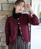 【ティアクラッセ/Tiaclasse】の【洗える】中空糸ビジューボタンカーディガン ボルドー|ID: prp329100004549420 ipo3291000000035648188