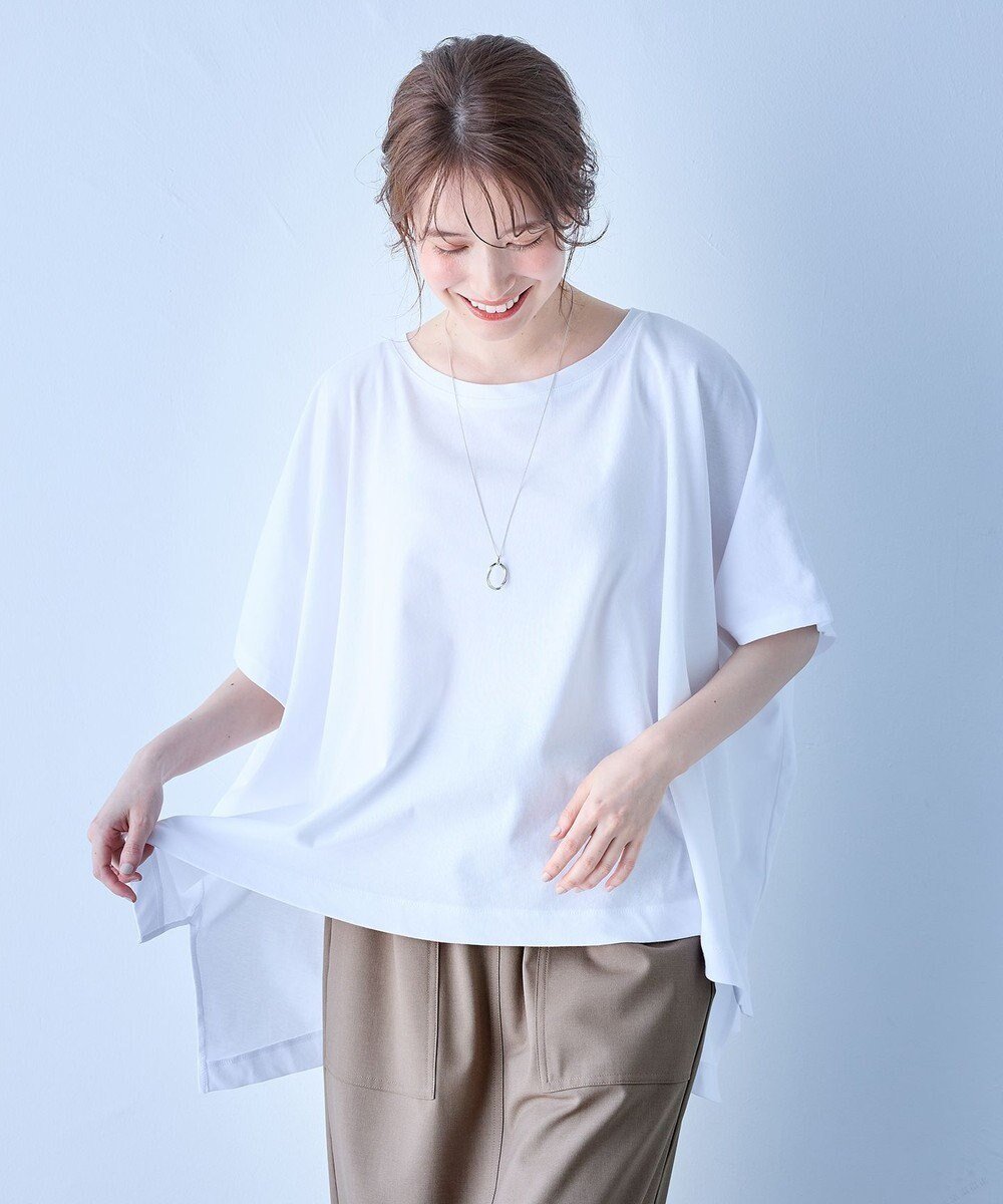 【エニィファム/any FAM】の【洗濯機可】ハイツイストコットンポンチョ風Tシャツ インテリア・キッズ・メンズ・レディースファッション・服の通販 founy(ファニー) 　ファッション　Fashion　レディースファッション　Fashion for Women　アウター　Coat / Outerwear Collection　ポンチョ・ケープコート　Ponchos & Capes　トップス・カットソー　Cut & Sew Tops　シャツ・ブラウス・オフィスカジュアル　Elegant Blouses & Button-Ups　ロングTシャツ・Tシャツ　Longline T-Shirts & Tees　カットソー・ベーシックTシャツ　Cut-and-Sewn Tops / Stretch Tees & Basics　おすすめ　Recommended / Our Picks　カットソー　Cut and Sewn Top　スリット　Slit, Slit Detail　バランス　Balance, Style Balance　ポンチョ　Poncho, Cape Style　ワイド　Wide, Wide Fit　夏　Summer　春　Spring　S/S・春夏　SS, Spring/Summer, Warm Season　オフ|ID: prp329100004549438 ipo3291000000033686102