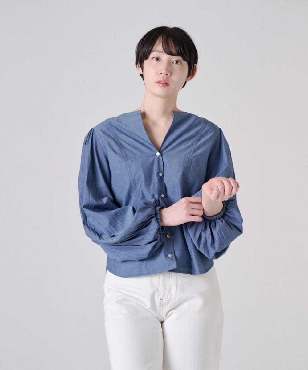 【リポトレンタアンニ/Ripo trenta anni】の【洗える/フェミニン】PLEATS ブラウス インテリア・キッズ・メンズ・レディースファッション・服の通販 founy(ファニー) 　ファッション　Fashion　レディースファッション　WOMEN　トップス・カットソー　Tops/Tshirt　シャツ/ブラウス　Shirts/Blouses　春　Spring　洗える　Washable　カフス　Cuffs　クラシック　Classic　シンプル　Simple　スリーブ　Sleeve　デニム　Denim　バルーン　Balloon　フェミニン　Feminine　プリーツ　Pleats　S/S・春夏　Ss・Spring/Summer　夏　Summer　NAVY|ID: prp329100004549479 ipo3291000000032153114