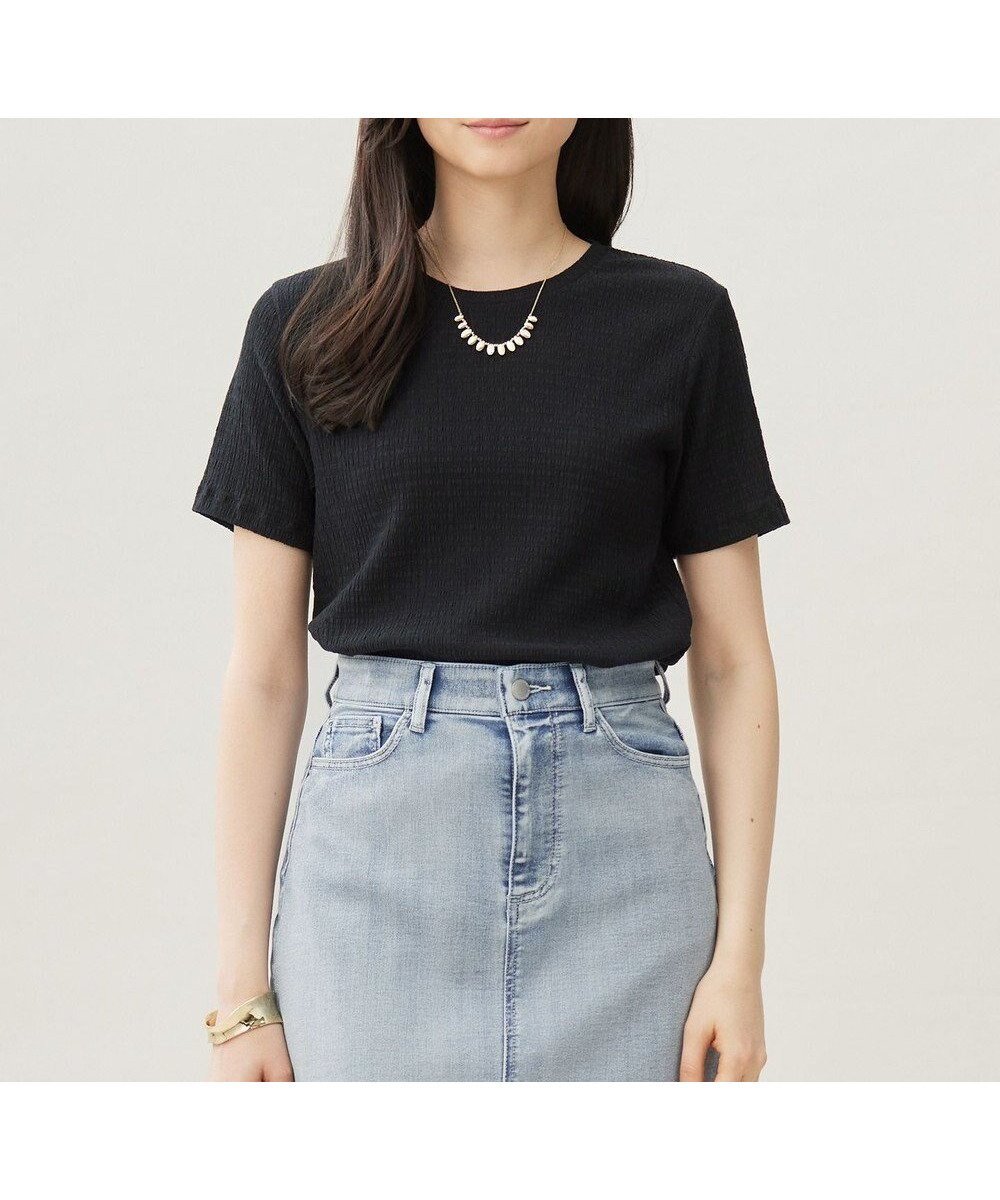 【自由区/JIYU-KU】の【洗える】シャーリングジャージー Tシャツ インテリア・キッズ・メンズ・レディースファッション・服の通販 founy(ファニー) 　ファッション　Fashion　レディースファッション　Fashion for Women　トップス・カットソー　Cut & Sew Tops　シャツ・ブラウス・オフィスカジュアル　Elegant Blouses & Button-Ups　ロングTシャツ・Tシャツ　Longline T-Shirts & Tees　カットソー・ベーシックTシャツ　Cut-and-Sewn Tops / Stretch Tees & Basics　カットソー　Cut and Sewn Top　コンパクト　Compact, Small Size　シャーリング　Shirring, Ruched　ストレッチ　Stretch, Stretchy Fabric　フラット　Flat, Flat Shoes　夏　Summer　春　Spring　S/S・春夏　SS, Spring/Summer, Warm Season　洗える　Machine Washable　ブラック|ID: prp329100004549539 ipo3291000000032575995