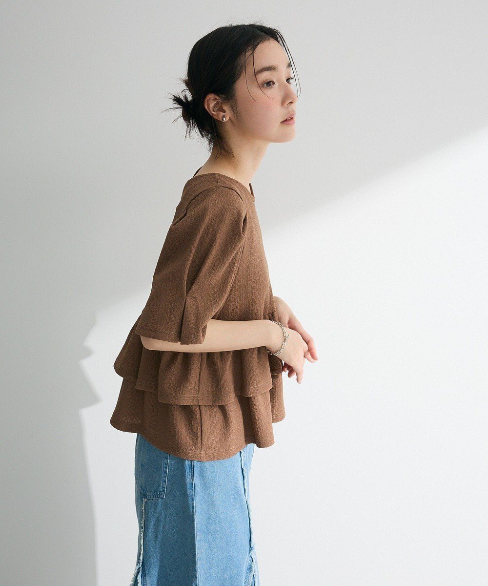 【グリーンパークス/Green Parks】の・PetitFleur 2wayダイヤ柄プルオーバ インテリア・キッズ・メンズ・レディースファッション・服の通販 founy(ファニー) ファッション Fashion レディースファッション Fashion for Women トップス・カットソー Cut & Sew Tops シャツ・ブラウス・オフィスカジュアル Elegant Blouses & Button-Ups ロングTシャツ・Tシャツ Longline T-Shirts & Tees カットソー・ベーシックTシャツ Cut-and-Sewn Tops / Stretch Tees & Basics おすすめ Recommended / Our Picks カットソー Cut and Sewn Top シンプル Simple, Minimal スラックス Slacks, Dress Pants デニム Denim, Jeans Material ボトム Bottoms, Lower Wear ポケット Pocket, Pocket Detail エレガント 上品 Elegant 半袖 Short Sleeve, Half Sleeve 夏 Summer 春 Spring S/S・春夏 SS, Spring/Summer, Warm Season Brown|ID: prp329100004549619 ipo3291000000033041863