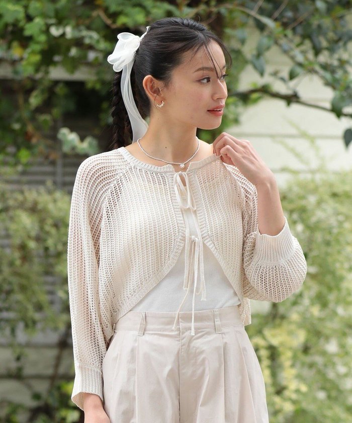 【グリーンパークス/Green Parks】の・ELENCARE DUE 2wayメッシュカーディガ インテリア・キッズ・メンズ・レディースファッション・服の通販 founy(ファニー) https://founy.com/ ファッション Fashion レディースファッション Ladies' Fashion Online トップス・カットソー Tops/Tshirt カーディガン Cardigans おすすめ Recommend カーディガン Cardigan ダブル Double トレンド Trend フロント Front ボトム Bottom ポケット Pocket メッシュ Mesh リボン Ribbon ワイド Wide 夏 Summer 春 Spring S/S・春夏 Ss・Spring/Summer |ID: prp329100004549631 ipo3291000000032153856