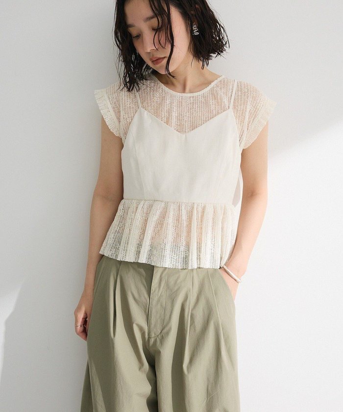 【グリーンパークス/Green Parks】の・ELENCARE DUE ドッキングレースブラウス インテリア・キッズ・メンズ・レディースファッション・服の通販 founy(ファニー) https://founy.com/ ファッション Fashion レディースファッション Fashion for Women トップス・カットソー Cut & Sew Tops シャツ・ブラウス・オフィスカジュアル Elegant Blouses & Button-Ups おすすめ Recommended / Our Picks シャーリング Shirring, Ruched シンプル Simple, Minimal トレンド Trend, Trending Now ノースリーブ Sleeveless, No-Sleeve ビスチェ Bustier, Corset Top プリーツ Pleats, Pleated ポケット Pocket, Pocket Detail レース Lace, Lace Fabric ワイド Wide, Wide Fit 夏 Summer 春 Spring S/S・春夏 SS, Spring/Summer, Warm Season |ID: prp329100004549636 ipo3291000000033488454