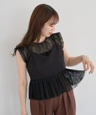【グリーンパークス/Green Parks】の・ELENCARE DUE ドッキングレースブラウス Black|ID: prp329100004549636 ipo3291000000033488456
