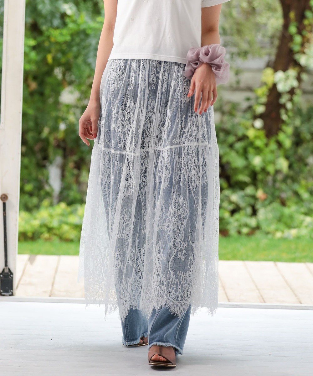 【グリーンパークス/Green Parks】の・ELENCARE DUE レースティアードスカート 人気、トレンドファッション・服の通販 founy(ファニー) 　ファッション　Fashion　レディースファッション　Fashion for Women　スカート　Skirts　ティアードスカート　Tiered Skirts　シンプル　Simple, Minimal　フラワー　Flower, Floral　ポケット　Pocket, Pocket Detail　モチーフ　Motif, Design Theme　レース　Lace, Lace Fabric　ロング　Long, Long-Length　夏　Summer　春　Spring　S/S・春夏　SS, Spring/Summer, Warm Season　 other-1|ID: prp329100004549642 ipo3291000000032583480