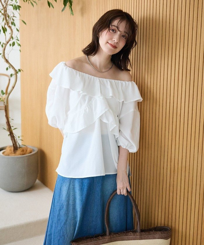 【グリーンパークス/Green Parks】の2way フリルショートスリーブブラウス インテリア・キッズ・メンズ・レディースファッション・服の通販 founy(ファニー) https://founy.com/ ファッション Fashion レディースファッション Fashion for Women トップス・カットソー Cut & Sew Tops シャツ・ブラウス・オフィスカジュアル Elegant Blouses & Button-Ups おすすめ Recommended / Our Picks シンプル Simple, Minimal フリル Frill, Ruffle ポケット Pocket, Pocket Detail エレガント 上品 Elegant 夏 Summer 春 Spring S/S・春夏 SS, Spring/Summer, Warm Season |ID: prp329100004549658 ipo3291000000032583489