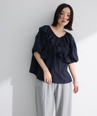 【グリーンパークス/Green Parks】の2way フリルショートスリーブブラウス Dark Navy|ID: prp329100004549658 ipo3291000000032583493