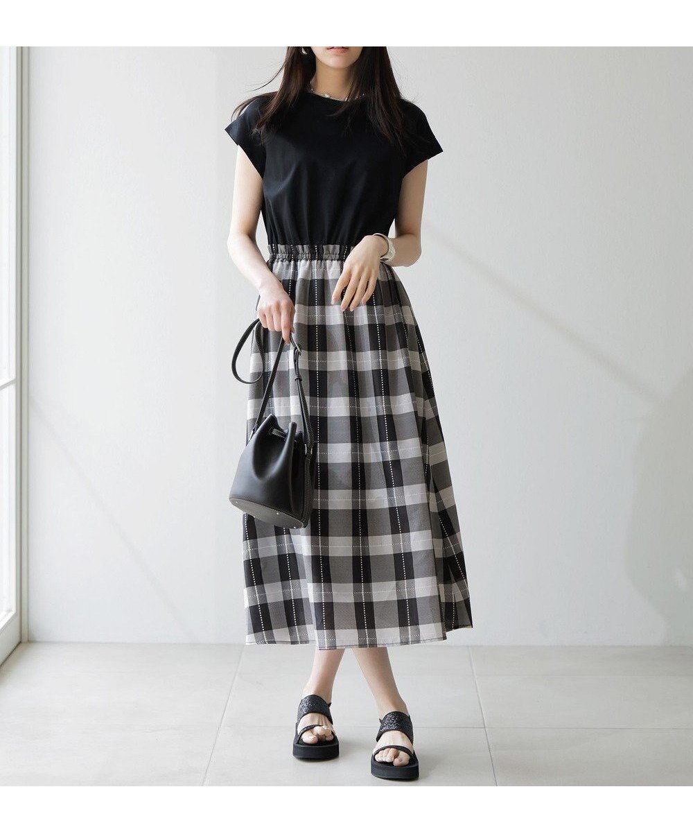【エニィ スィス/any SiS】の【洗える】チェックドッキング ワンピース 人気、トレンドファッション・服の通販 founy(ファニー) 　ファッション　Fashion　レディースファッション　WOMEN　ワンピース　Dress　春　Spring　洗える　Washable　ギンガム　Gingham　サッカー　Soccer　ジャケット　Jacket　スリーブ　Sleeve　チェック　Check　ドッキング　Docking　ビッグ　Big　フレンチ　French　羽織　Haori　モノトーン　Monotone　楽ちん　Easy　S/S・春夏　Ss・Spring/Summer　おすすめ　Recommend　夏　Summer　NEW・新作・新着・新入荷　New Arrivals　 other-1|ID: prp329100004549691 ipo3291000000032154170