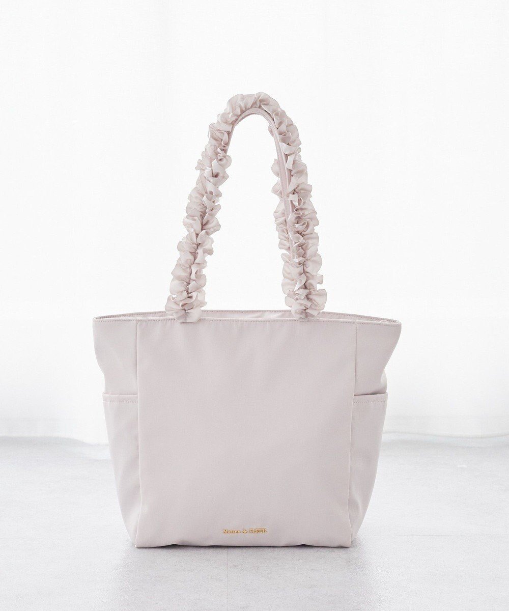 【メゾンドフルール/Maison de FLEUR】の撥水加工フリルハンドルバッグ インテリア・キッズ・メンズ・レディースファッション・服の通販 founy(ファニー) 　ファッション　Fashion　レディースファッション　Fashion for Women　バッグ　Bags　スクエア　Square, Square Shape　フォルム　Silhouette, Form　フリル　Frill, Ruffle　ポケット　Pocket, Pocket Detail　エレガント 上品　Elegant　ビジネス 仕事 通勤　Business / Work / Commuting　Grayish Pink|ID: prp329100004549745 ipo3291000000033032208