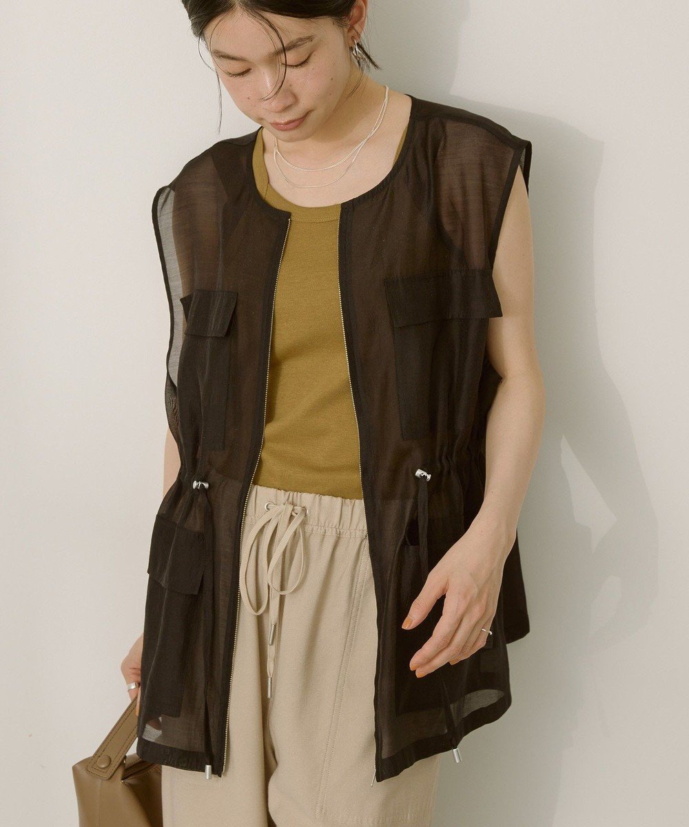 【アメリカンホリック/AMERICAN HOLIC】のシアードロストWポケットベスト 人気、トレンドファッション・服の通販 founy(ファニー) 　ファッション　Fashion　レディースファッション　Fashion for Women　アウター　Coat / Outerwear Collection　トップス・カットソー　Cut & Sew Tops　ベスト&ジレ / 重ね着スタイル　Vests & Gilets　シアー　Sheer, See-Through　ダブル　Double, Double-Breasted　フォルム　Silhouette, Form　フロント　Front, Front Design　ベスト　Vest, Waistcoat　ポケット　Pocket, Pocket Detail　夏　Summer　春　Spring　S/S・春夏　SS, Spring/Summer, Warm Season　 other-1|ID: prp329100004549753 ipo3291000000032583917