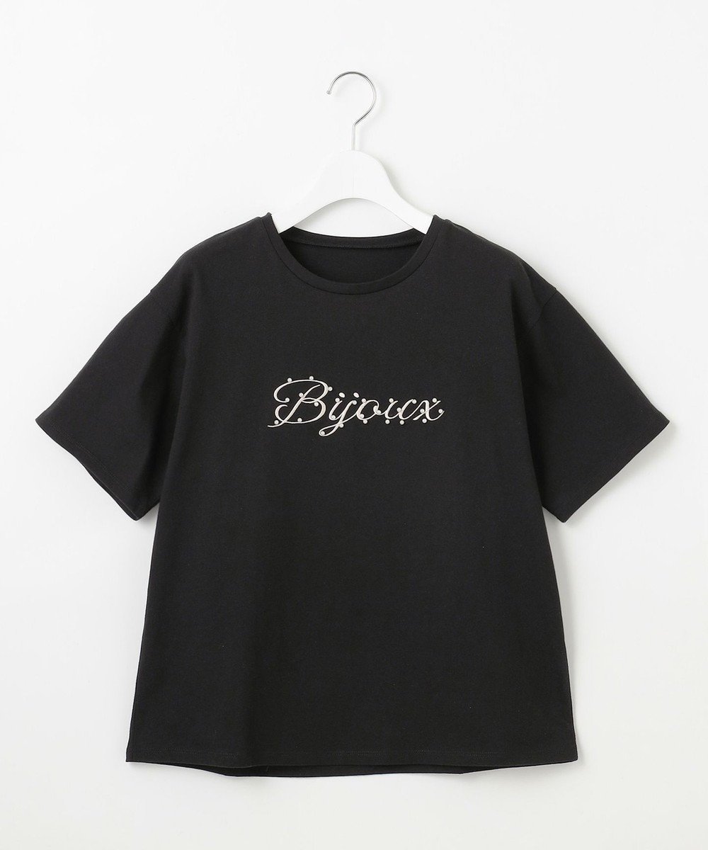【フェルゥ/Feroux】の【洗える】Bijou刺繍Tシャツ インテリア・キッズ・メンズ・レディースファッション・服の通販 founy(ファニー) 　ファッション　Fashion　レディースファッション　Fashion for Women　トップス・カットソー　Cut & Sew Tops　シャツ・ブラウス・オフィスカジュアル　Elegant Blouses & Button-Ups　ロングTシャツ・Tシャツ　Longline T-Shirts & Tees　カットソー・ベーシックTシャツ　Cut-and-Sewn Tops / Stretch Tees & Basics　おすすめ　Recommended / Our Picks　カットソー　Cut and Sewn Top　パール　Pearl, Pearl Accent　フェミニン　Feminine, Girly　夏　Summer　春　Spring　S/S・春夏　SS, Spring/Summer, Warm Season　洗える　Machine Washable　ブラック系|ID: prp329100004549779 ipo3291000000033491725