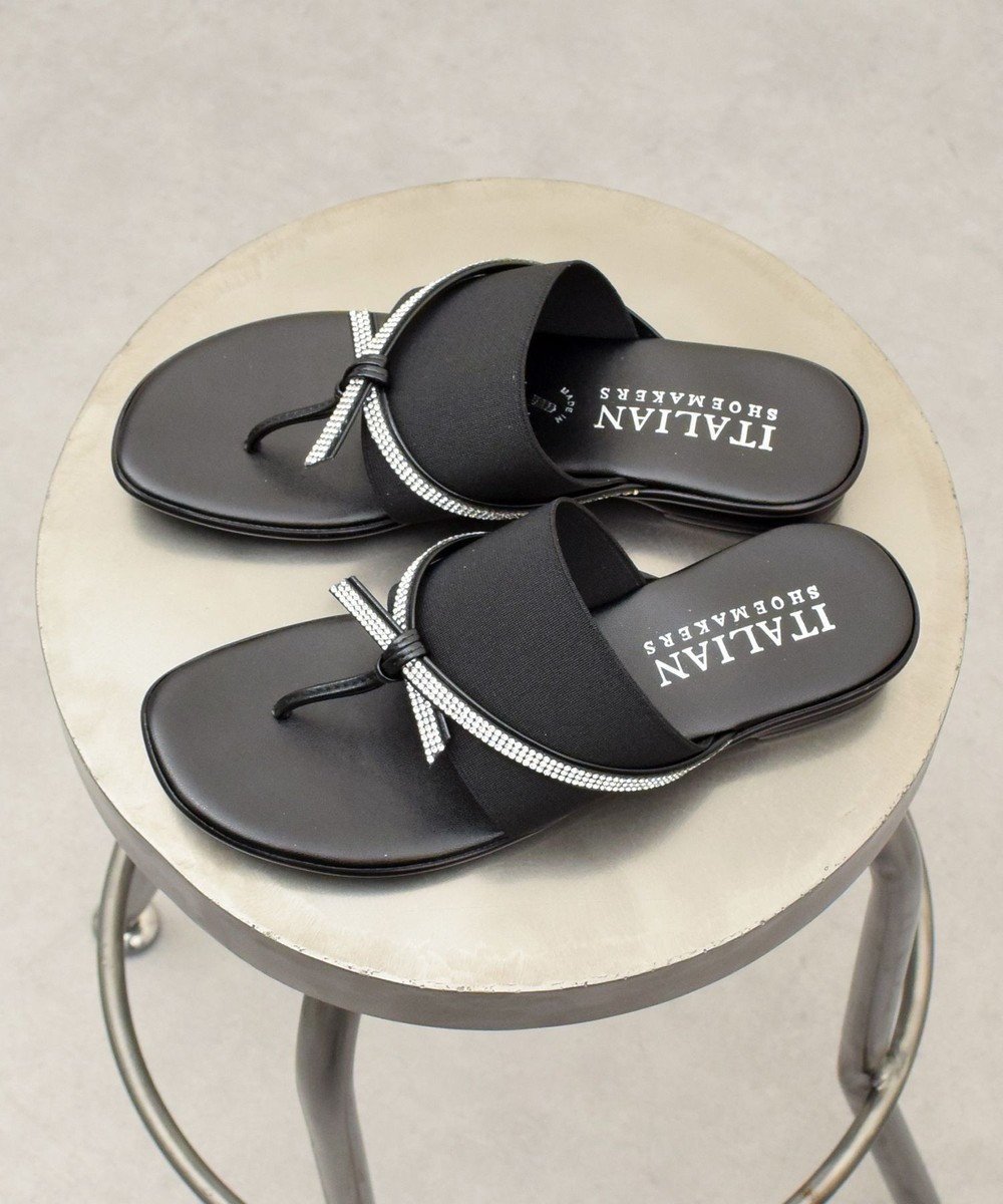 【インター ショシュール/INTER-CHAUSSURES】の【ITALIAN SHOEMAKERS】ビジューストラップトングサンダル インテリア・キッズ・メンズ・レディースファッション・服の通販 founy(ファニー) 　ファッション　Fashion　レディースファッション　Fashion for Women　おすすめ　Recommended / Our Picks　イタリア　Italy　インソール　Shoe Insole　クッション　Cushion, Throw Pillow　サンダル　Sandals, Summer Shoes　シューズ　Shoes, Footwear　フラット　Flat, Flat Shoes　人気　Popular, Best Seller　夏　Summer　旅行　Travel　春　Spring　S/S・春夏　SS, Spring/Summer, Warm Season　ブラック|ID: prp329100004549790 ipo3291000000033488201