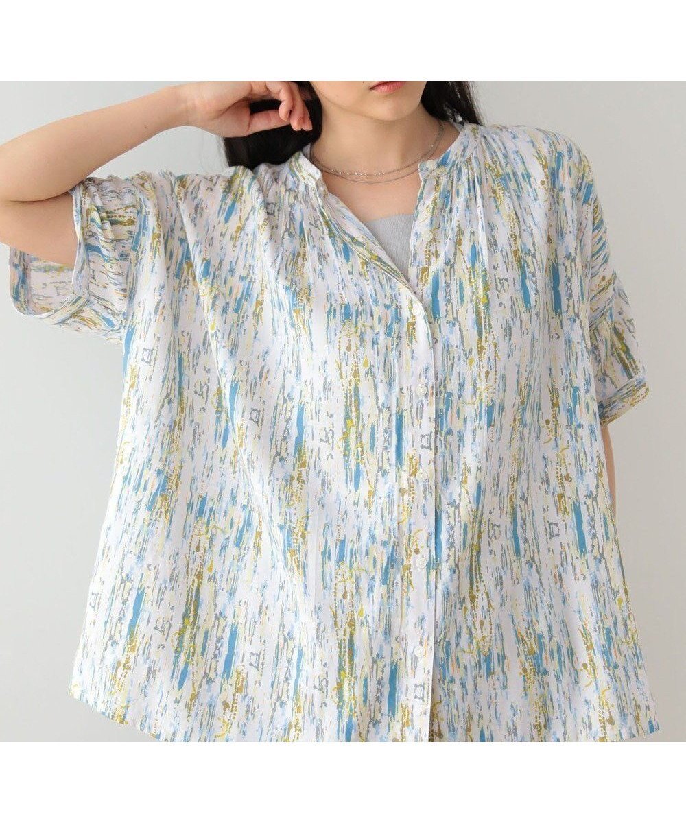 【グリーンパークス/Green Parks】のI アソート柄さらっとレーヨンブラウス 人気、トレンドファッション・服の通販 founy(ファニー) 　ファッション　Fashion　レディースファッション　Fashion for Women　トップス・カットソー　Cut & Sew Tops　シャツ・ブラウス・オフィスカジュアル　Elegant Blouses & Button-Ups　おすすめ　Recommended / Our Picks　シャーリング　Shirring, Ruched　ストライプ　Stripe, Striped Pattern　チェック　Check, Plaid, Tartan　プリント　Print, Printed Pattern　ポケット　Pocket, Pocket Detail　モチーフ　Motif, Design Theme　半袖　Short Sleeve, Half Sleeve　夏　Summer　春　Spring　S/S・春夏　SS, Spring/Summer, Warm Season　 other-1|ID: prp329100004549805 ipo3291000000032329175