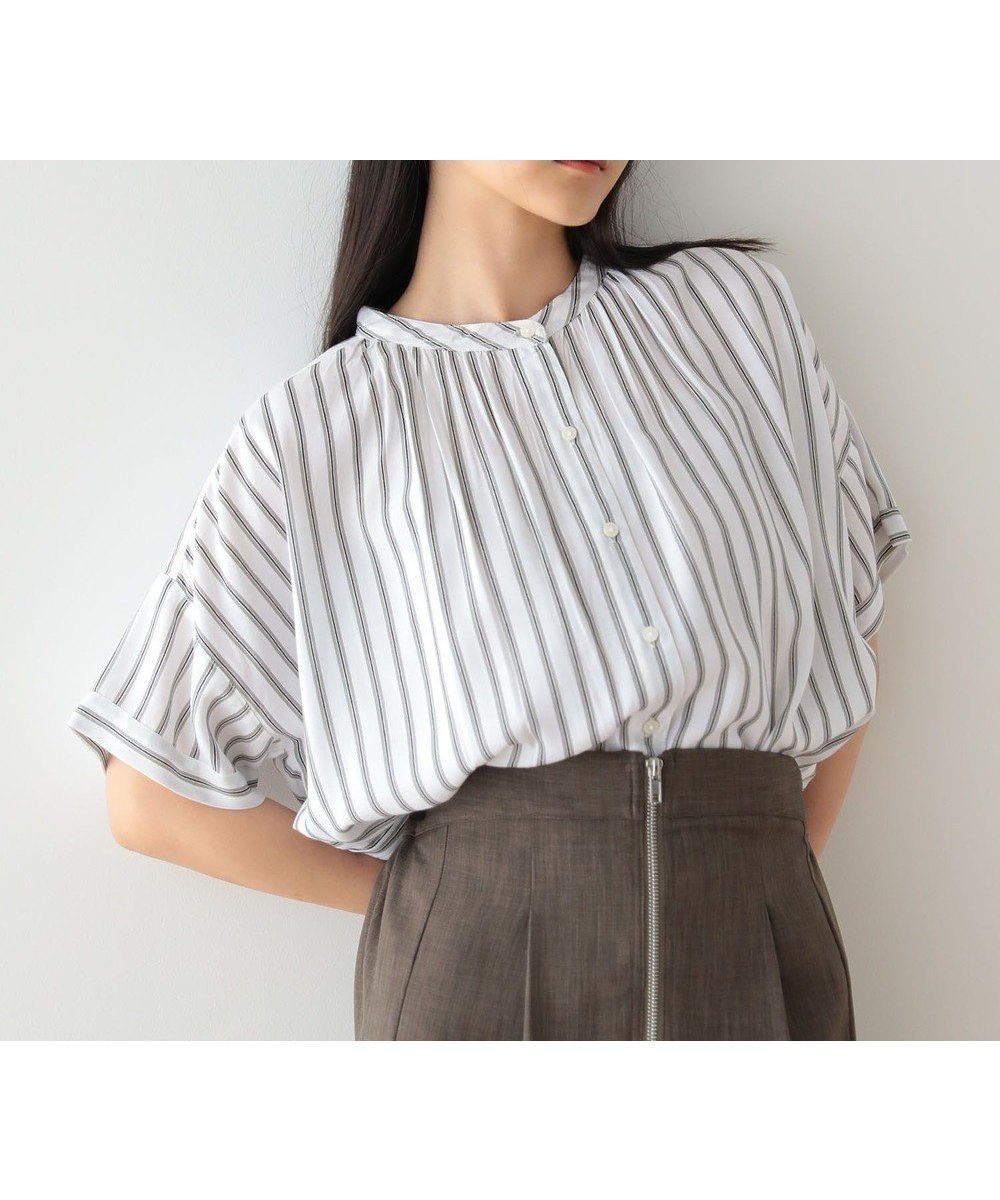 【グリーンパークス/Green Parks】のI アソート柄さらっとレーヨンブラウス インテリア・キッズ・メンズ・レディースファッション・服の通販 founy(ファニー) 　ファッション　Fashion　レディースファッション　Fashion for Women　トップス・カットソー　Cut & Sew Tops　シャツ・ブラウス・オフィスカジュアル　Elegant Blouses & Button-Ups　おすすめ　Recommended / Our Picks　シャーリング　Shirring, Ruched　ストライプ　Stripe, Striped Pattern　チェック　Check, Plaid, Tartan　プリント　Print, Printed Pattern　ポケット　Pocket, Pocket Detail　モチーフ　Motif, Design Theme　半袖　Short Sleeve, Half Sleeve　夏　Summer　春　Spring　S/S・春夏　SS, Spring/Summer, Warm Season　Stripe|ID: prp329100004549805 ipo3291000000032329178