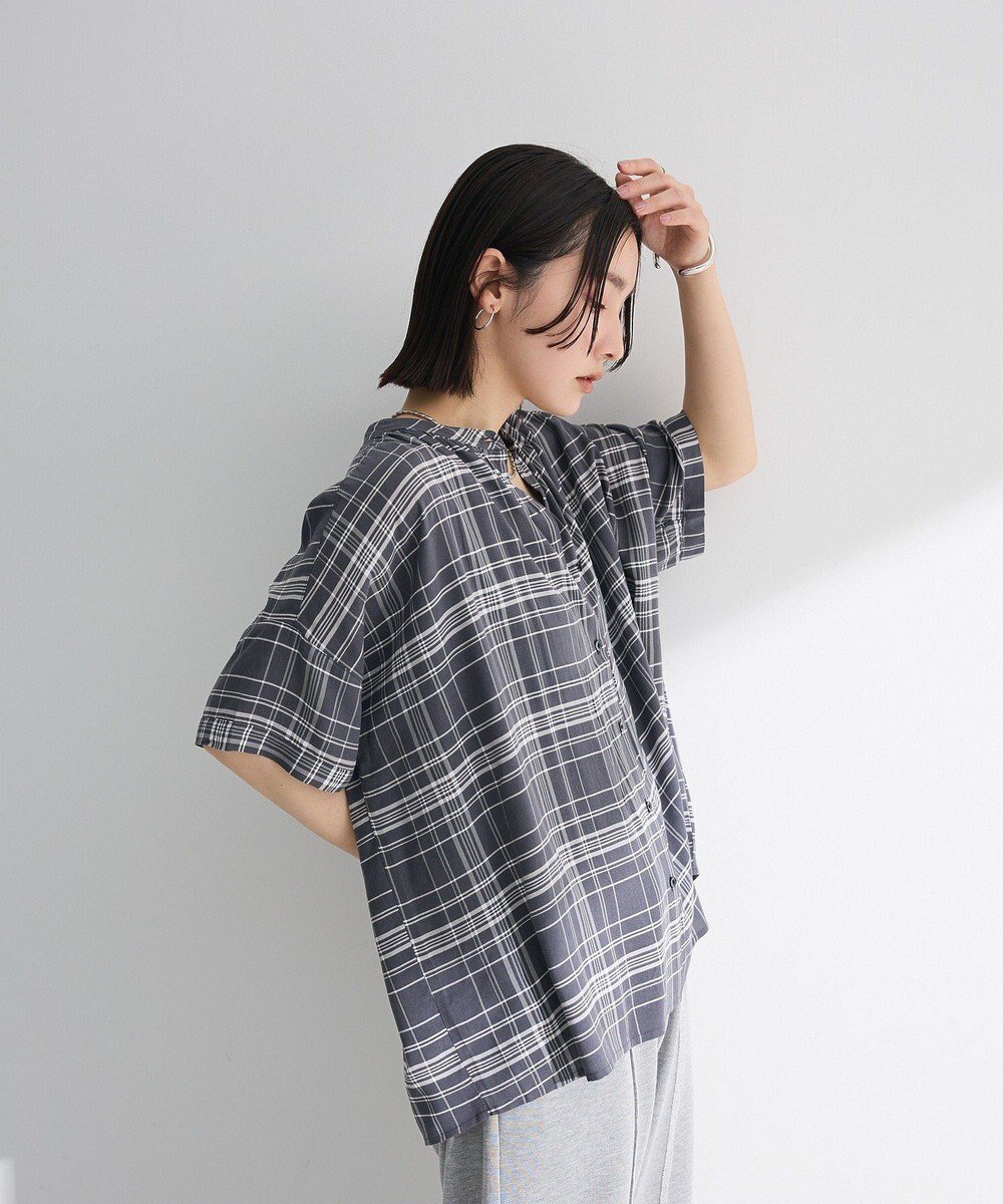【グリーンパークス/Green Parks】のI アソート柄さらっとレーヨンブラウス インテリア・キッズ・メンズ・レディースファッション・服の通販 founy(ファニー) 　ファッション　Fashion　レディースファッション　Fashion for Women　トップス・カットソー　Cut & Sew Tops　シャツ・ブラウス・オフィスカジュアル　Elegant Blouses & Button-Ups　おすすめ　Recommended / Our Picks　シャーリング　Shirring, Ruched　ストライプ　Stripe, Striped Pattern　チェック　Check, Plaid, Tartan　プリント　Print, Printed Pattern　ポケット　Pocket, Pocket Detail　モチーフ　Motif, Design Theme　半袖　Short Sleeve, Half Sleeve　夏　Summer　春　Spring　S/S・春夏　SS, Spring/Summer, Warm Season　Check|ID: prp329100004549805 ipo3291000000032329180