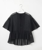 【23区/NIJYUSANKU】の【GOLD LABEL】コットンオーガンジー ピンタックリボン ペプラムブラウス ブラック系|ID: prp329100004549829 ipo3291000000033536032