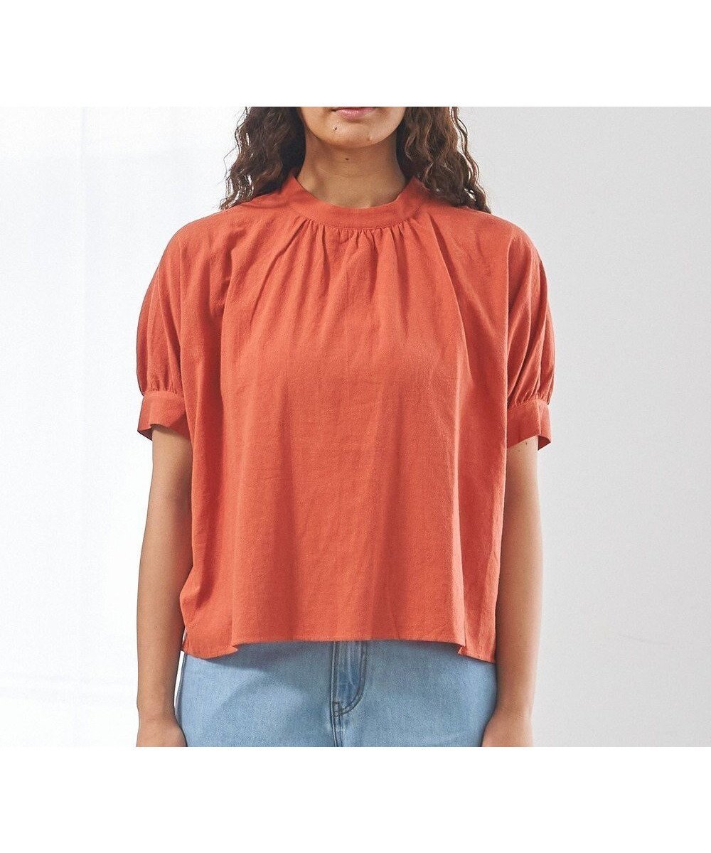 【ジェイプレスヨークストリート/J.PRESS YORK STREET】の【WOMEN】バックドレープドルマン ブラウス インテリア・キッズ・メンズ・レディースファッション・服の通販 founy(ファニー) 　ファッション　Fashion　レディースファッション　Fashion for Women　トップス・カットソー　Cut & Sew Tops　シャツ・ブラウス・オフィスカジュアル　Elegant Blouses & Button-Ups　春　Spring　ギャザー　Gathered, Ruffled　シンプル　Simple, Minimal　ドレープ　Drape, Draping Fabric　バランス　Balance, Style Balance　リラックス　Relax, Relaxed Fit　S/S・春夏　SS, Spring/Summer, Warm Season　夏　Summer　オレンジ系|ID: prp329100004549888 ipo3291000000033247709