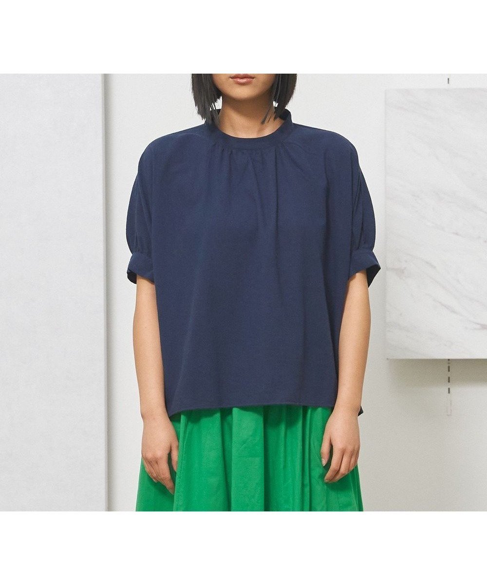 【ジェイプレスヨークストリート/J.PRESS YORK STREET】の【WOMEN】バックドレープドルマン ブラウス インテリア・キッズ・メンズ・レディースファッション・服の通販 founy(ファニー) 　ファッション　Fashion　レディースファッション　Fashion for Women　トップス・カットソー　Cut & Sew Tops　シャツ・ブラウス・オフィスカジュアル　Elegant Blouses & Button-Ups　春　Spring　ギャザー　Gathered, Ruffled　シンプル　Simple, Minimal　ドレープ　Drape, Draping Fabric　バランス　Balance, Style Balance　リラックス　Relax, Relaxed Fit　S/S・春夏　SS, Spring/Summer, Warm Season　夏　Summer　ネイビー系|ID: prp329100004549888 ipo3291000000033247711
