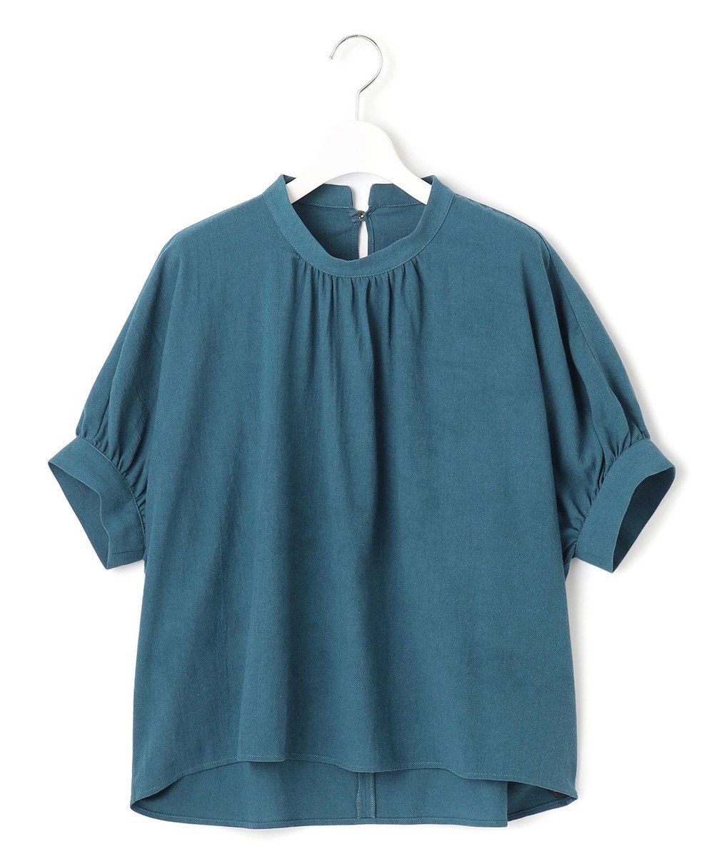 【ジェイプレスヨークストリート/J.PRESS YORK STREET】の【WOMEN】バックドレープドルマン ブラウス インテリア・キッズ・メンズ・レディースファッション・服の通販 founy(ファニー) 　ファッション　Fashion　レディースファッション　Fashion for Women　トップス・カットソー　Cut & Sew Tops　シャツ・ブラウス・オフィスカジュアル　Elegant Blouses & Button-Ups　春　Spring　ギャザー　Gathered, Ruffled　シンプル　Simple, Minimal　ドレープ　Drape, Draping Fabric　バランス　Balance, Style Balance　リラックス　Relax, Relaxed Fit　S/S・春夏　SS, Spring/Summer, Warm Season　夏　Summer　ピーコックグリーン系|ID: prp329100004549888 ipo3291000000033247712