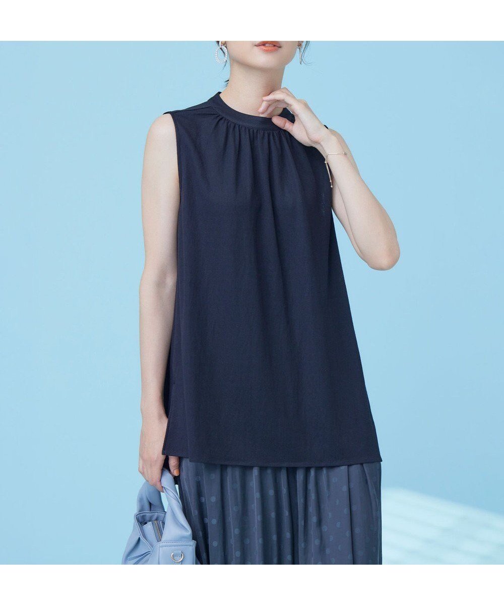 【組曲/KUMIKYOKU】の【速乾】ドライタッチ スリーブレス トップス インテリア・キッズ・メンズ・レディースファッション・服の通販 founy(ファニー) ファッション Fashion レディースファッション Fashion for Women トップス・カットソー Cut & Sew Tops シャツ・ブラウス・オフィスカジュアル Elegant Blouses & Button-Ups ロングTシャツ・Tシャツ Longline T-Shirts & Tees カットソー・ベーシックTシャツ Cut-and-Sewn Tops / Stretch Tees & Basics カットソー Cut and Sewn Top スタンド Stand Collar, Upright Stand スリーブ Sleeve, Long Sleeve / Short Sleeve ドレープ Drape, Draping Fabric フラワー Flower, Floral フレア Flare, Flared ヨーク Yoke, Yoke Design エレガント 上品 Elegant 夏 Summer 春 Spring S/S・春夏 SS, Spring/Summer, Warm Season ブラック系|ID: prp329100004550017 ipo3291000000034628767