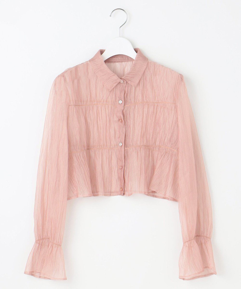 【フェルゥ/Feroux】の【洗える】シャーリングシアー シャツ インテリア・キッズ・メンズ・レディースファッション・服の通販 founy(ファニー) ファッション Fashion レディースファッション Fashion for Women トップス・カットソー Cut & Sew Tops シャツ・ブラウス・オフィスカジュアル Elegant Blouses & Button-Ups おすすめ Recommended / Our Picks オーガンジー Organza Fabric ギャザー Gathered, Ruffled ショート Short, Short Length スリーブ Sleeve, Long Sleeve / Short Sleeve トレンド Trend, Trending Now フェミニン Feminine, Girly エレガント 上品 Elegant 夏 Summer 春 Spring S/S・春夏 SS, Spring/Summer, Warm Season 洗える Machine Washable ピンク系|ID: prp329100004550037 ipo3291000000034767540