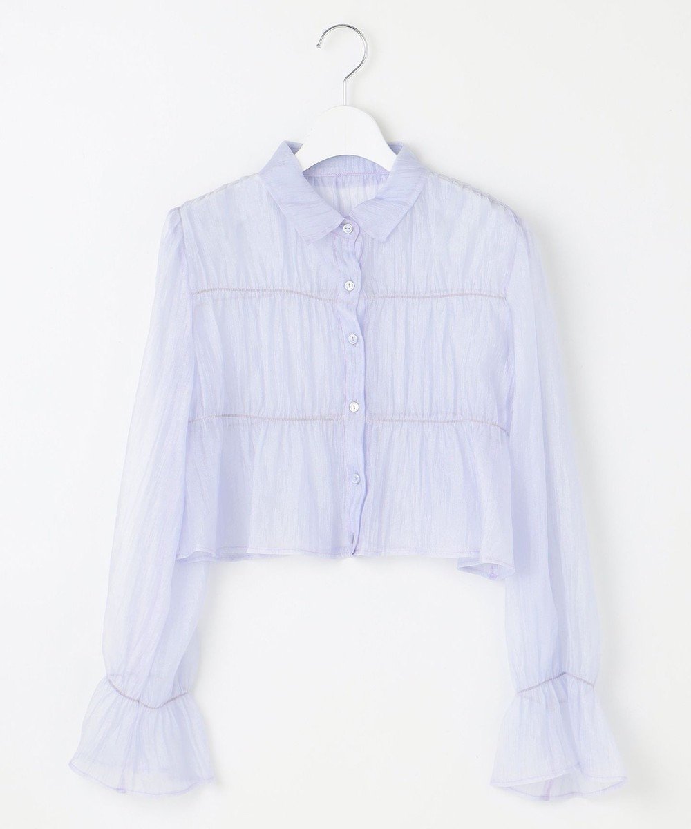 【フェルゥ/Feroux】の【洗える】シャーリングシアー シャツ インテリア・キッズ・メンズ・レディースファッション・服の通販 founy(ファニー) ファッション Fashion レディースファッション Fashion for Women トップス・カットソー Cut & Sew Tops シャツ・ブラウス・オフィスカジュアル Elegant Blouses & Button-Ups おすすめ Recommended / Our Picks オーガンジー Organza Fabric ギャザー Gathered, Ruffled ショート Short, Short Length スリーブ Sleeve, Long Sleeve / Short Sleeve トレンド Trend, Trending Now フェミニン Feminine, Girly エレガント 上品 Elegant 夏 Summer 春 Spring S/S・春夏 SS, Spring/Summer, Warm Season 洗える Machine Washable スカイブルー系|ID: prp329100004550037 ipo3291000000034767541