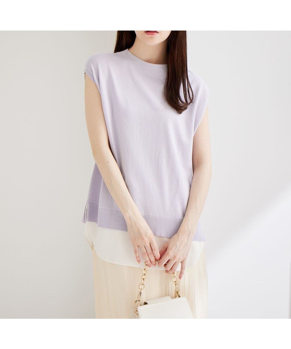 【エニィ スィス/any SiS】の【洗える】フレンチスリーブシャツテール ニット 人気、トレンドファッション・服の通販 founy(ファニー) 　ファッション　Fashion　レディースファッション　Fashion for Women　トップス・カットソー　Cut & Sew Tops　ニット　Knit Tops & Sweaters　シャツ・ブラウス・オフィスカジュアル　Elegant Blouses & Button-Ups　おすすめ　Recommended / Our Picks　ストレッチ　Stretch, Stretchy Fabric　スリーブ　Sleeve, Long Sleeve / Short Sleeve　セーター　Sweater, Knitwear　フレンチ　French, French Style　エレガント 上品　Elegant　夏　Summer　春　Spring　S/S・春夏　SS, Spring/Summer, Warm Season　洗える　Machine Washable　ビジネス 仕事 通勤　Business / Work / Commuting　 other-1|ID: prp329100004550446 ipo3291000000034544765