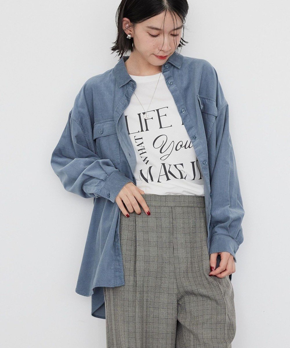【アメリカンホリック/AMERICAN HOLIC】のWポケットコーデュロイシャツ インテリア・キッズ・メンズ・レディースファッション・服の通販 founy(ファニー) 　ファッション　Fashion　レディースファッション　Fashion for Women　トップス・カットソー　Cut & Sew Tops　シャツ・ブラウス・オフィスカジュアル　Elegant Blouses & Button-Ups　おすすめ　Recommended / Our Picks　コーデュロイ　Corduroy, Cord Fabric　ダブル　Double, Double-Breasted　ボトム　Bottoms, Lower Wear　ポケット　Pocket, Pocket Detail　ワーク　Workwear, Utility Style　A/W・秋冬　Autumn/Winter　Sax|ID: prp329100004550476 ipo3291000000032729262