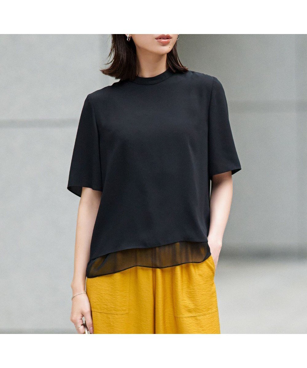 【アイシービー/iCB】の【UVケア・洗える】BackSatinAmunzen シフォンコンビブラウス 人気、トレンドファッション・服の通販 founy(ファニー) 　ファッション　Fashion　レディースファッション　Fashion for Women　トップス・カットソー　Cut & Sew Tops　シャツ・ブラウス・オフィスカジュアル　Elegant Blouses & Button-Ups　インナー　Innerwear　春　Spring　洗える　Machine Washable　サテン　Satin, Glossy Fabric　シフォン　Chiffon, Lightweight Fabric　ジャケット　Jacket, Outerwear　人気　Popular, Best Seller　ハイネック　High Neck, Mock Neck　S/S・春夏　SS, Spring/Summer, Warm Season　夏　Summer　2025年　2025　2025春夏・S/S　Spring/Summer 2025 SS25　 other-1|ID: prp329100004550495 ipo3291000000032605664