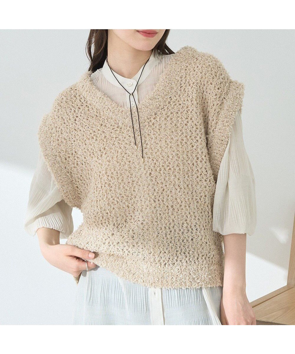 【アースミュージックアンドエコロジー/earth music&ecology】のファンシーヤーンベスト インテリア・キッズ・メンズ・レディースファッション・服の通販 founy(ファニー) ファッション Fashion レディースファッション Fashion for Women アウター Coat / Outerwear Collection トップス・カットソー Cut & Sew Tops ベスト&ジレ / 重ね着スタイル Vests & Gilets おすすめ Recommended / Our Picks ベスト Vest, Waistcoat ポケット Pocket, Pocket Detail 夏 Summer 春 Spring S/S・春夏 SS, Spring/Summer, Warm Season 羽織 Haori, Light Jacket Beige|ID: prp329100004550497 ipo3291000000034272057