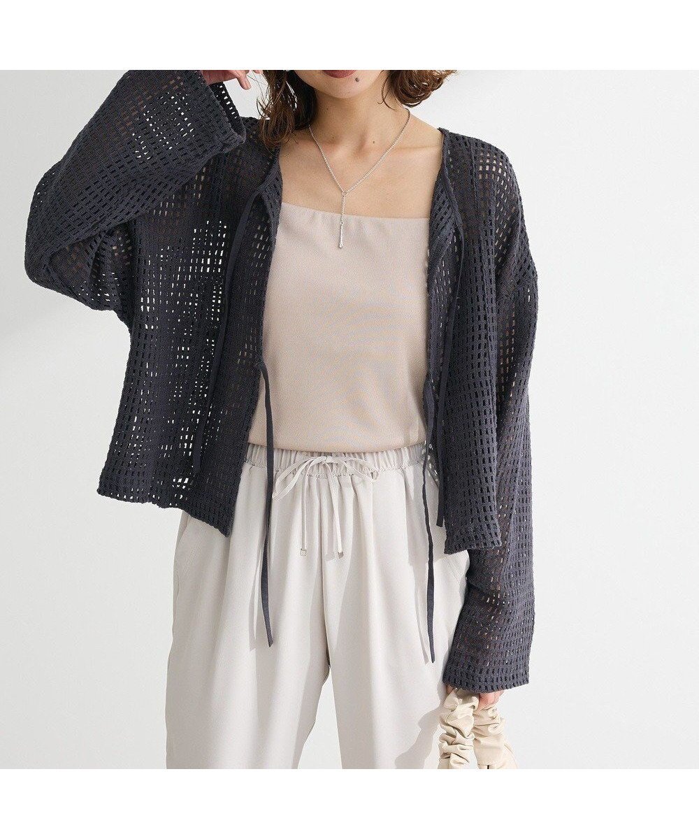 【グリーンパークス/Green Parks】のI 前後2way メッシュショート丈カーディガン インテリア・キッズ・メンズ・レディースファッション・服の通販 founy(ファニー) ファッション Fashion レディースファッション Fashion for Women トップス・カットソー Cut & Sew Tops カーディガン・羽織り Layered Style Cardigans おすすめ Recommended / Our Picks カーディガン Cardigan, Knitwear ショート Short, Short Length ポケット Pocket, Pocket Detail メッシュ Mesh, Net Fabric ワイド Wide, Wide Fit 夏 Summer 春 Spring S/S・春夏 SS, Spring/Summer, Warm Season Charcoal Gray|ID: prp329100004550503 ipo3291000000032160046
