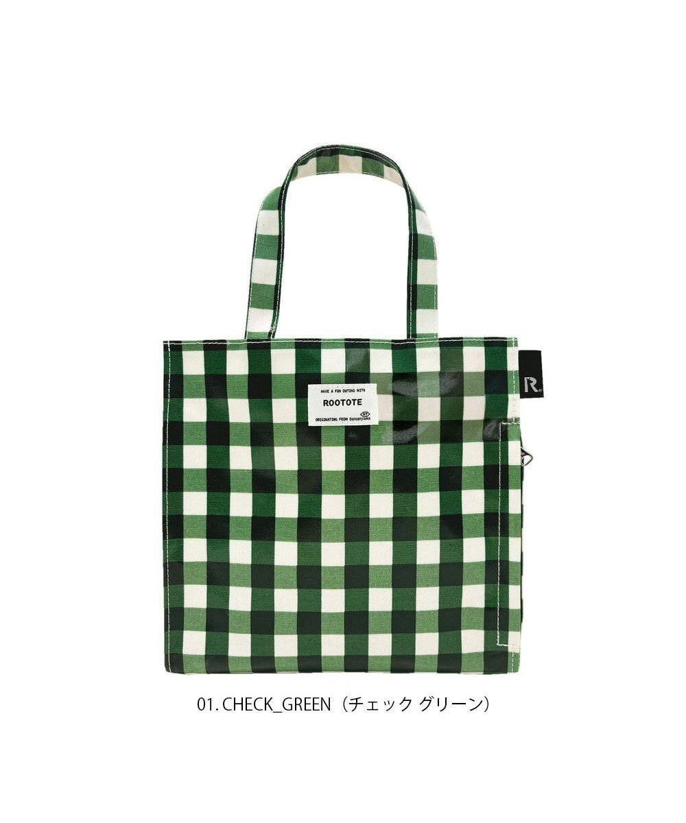 【ルートート/ROOTOTE】の1029【ラミネート加工 正方形型 】SN.スクエア.ラミネート-Q インテリア・キッズ・メンズ・レディースファッション・服の通販 founy(ファニー) 　ファッション　Fashion　レディースファッション　Fashion for Women　バッグ　Bags　カメラ　Camera Accessories　ギンガム　Gingham, Gingham Fabric　スクエア　Square, Square Shape　財布　Wallet, Purse　チェック　Check, Plaid, Tartan　プリント　Print, Printed Pattern　ポケット　Pocket, Pocket Detail　ポーチ　Pouch, Small Case　ランダム　Random, Irregular　新作・新入荷　New Arrivals / New In　01:チェック・グリーン|ID: prp329100004551070 ipo3291000000033465759